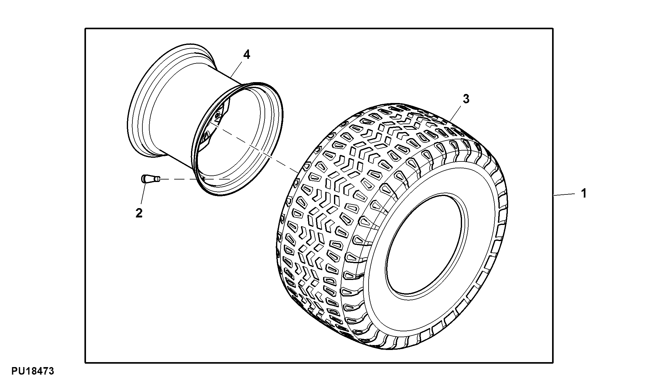 Rear Wheel and Tire Kit, Heavy Duty All Purpose, 2WD, 2WS