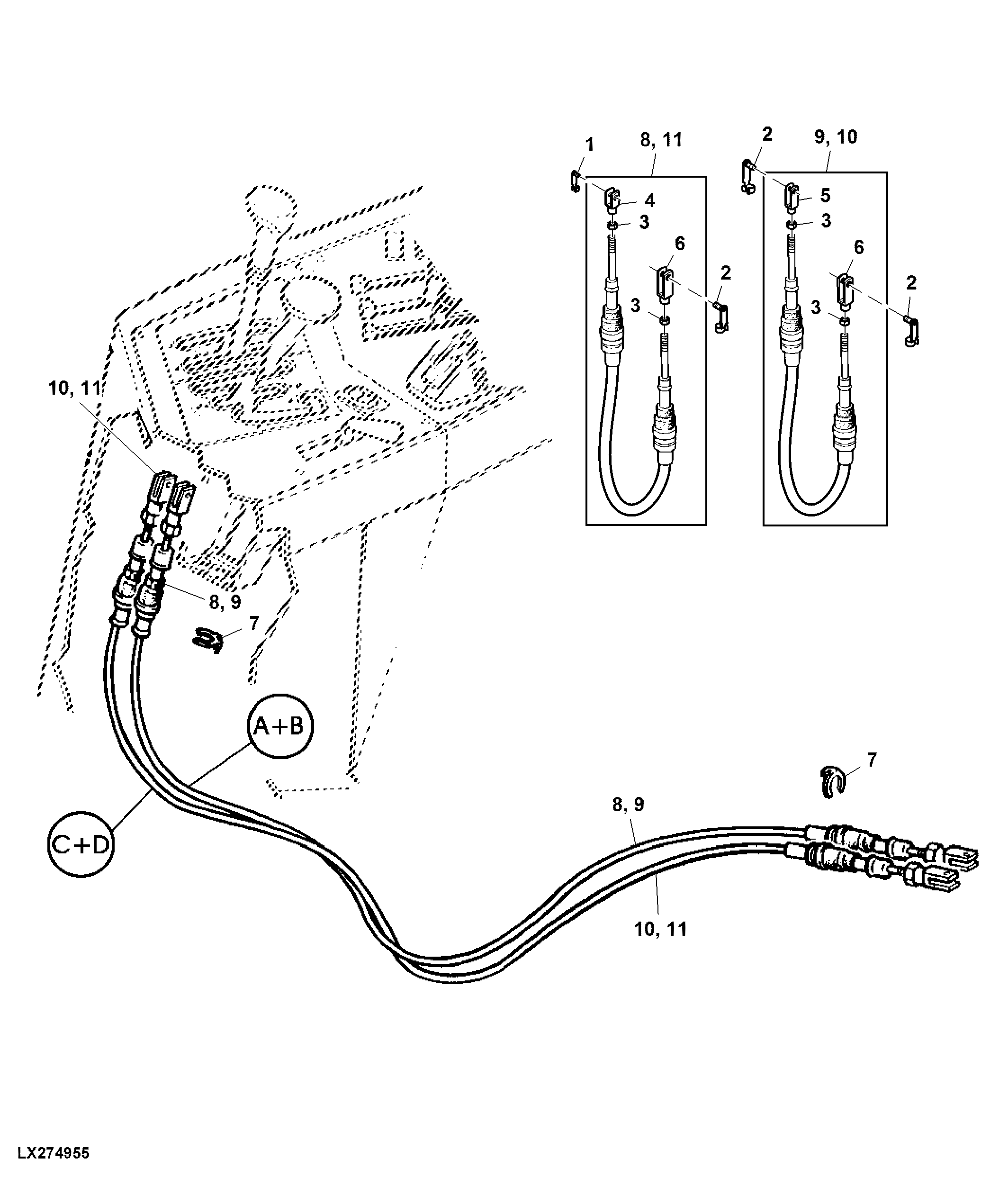 BOWDEN CABLES FOR RANGE SHIFT (SYNCROPLUS OR POWRREVERSER)