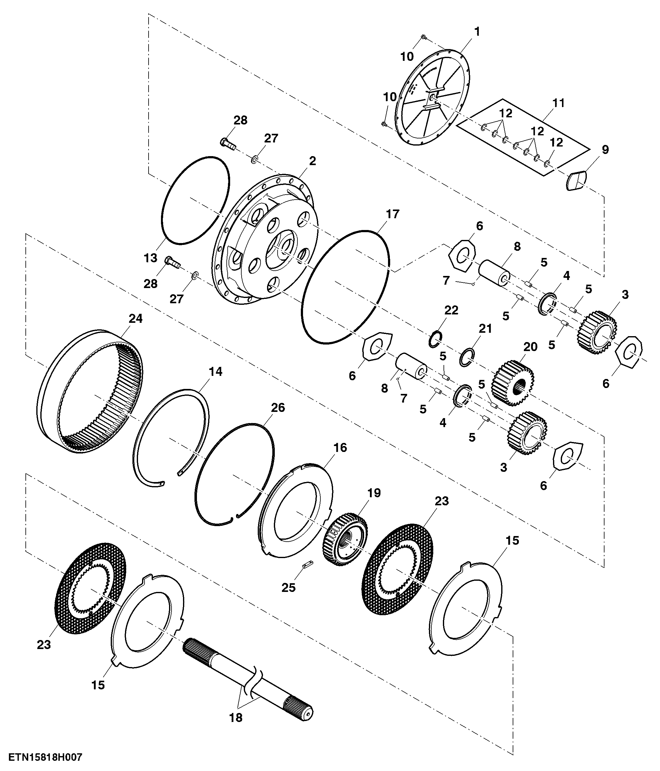 Planetary Gear Assembly, Final Drive, 130 cc Steering Pump