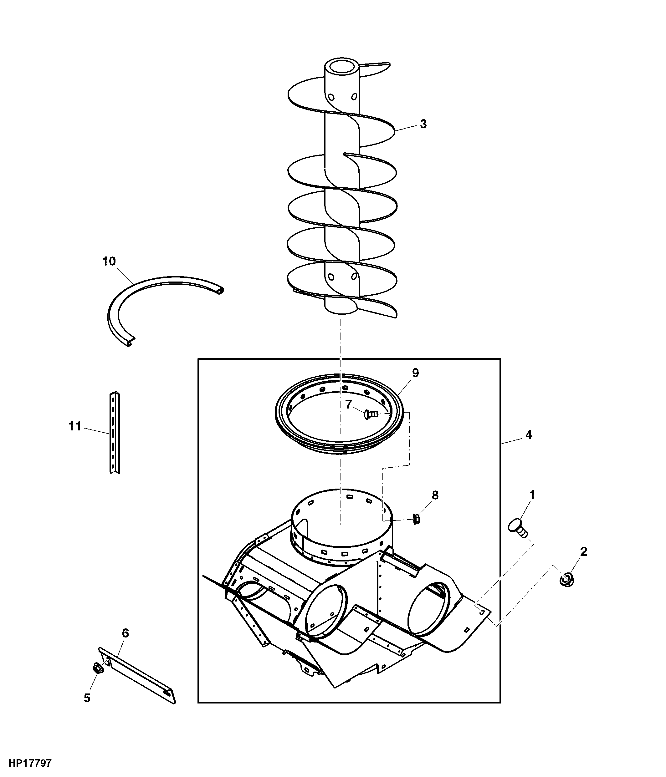 VERTICAL UNLOADING AUGER AND CHARGE HOUSING