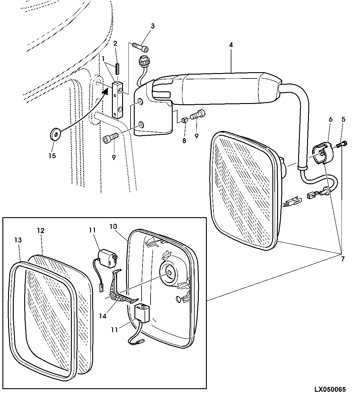 OUTSIDE MIRROR, CAN BE EXTENDED AND ADJUSTED ELECTRICALLY