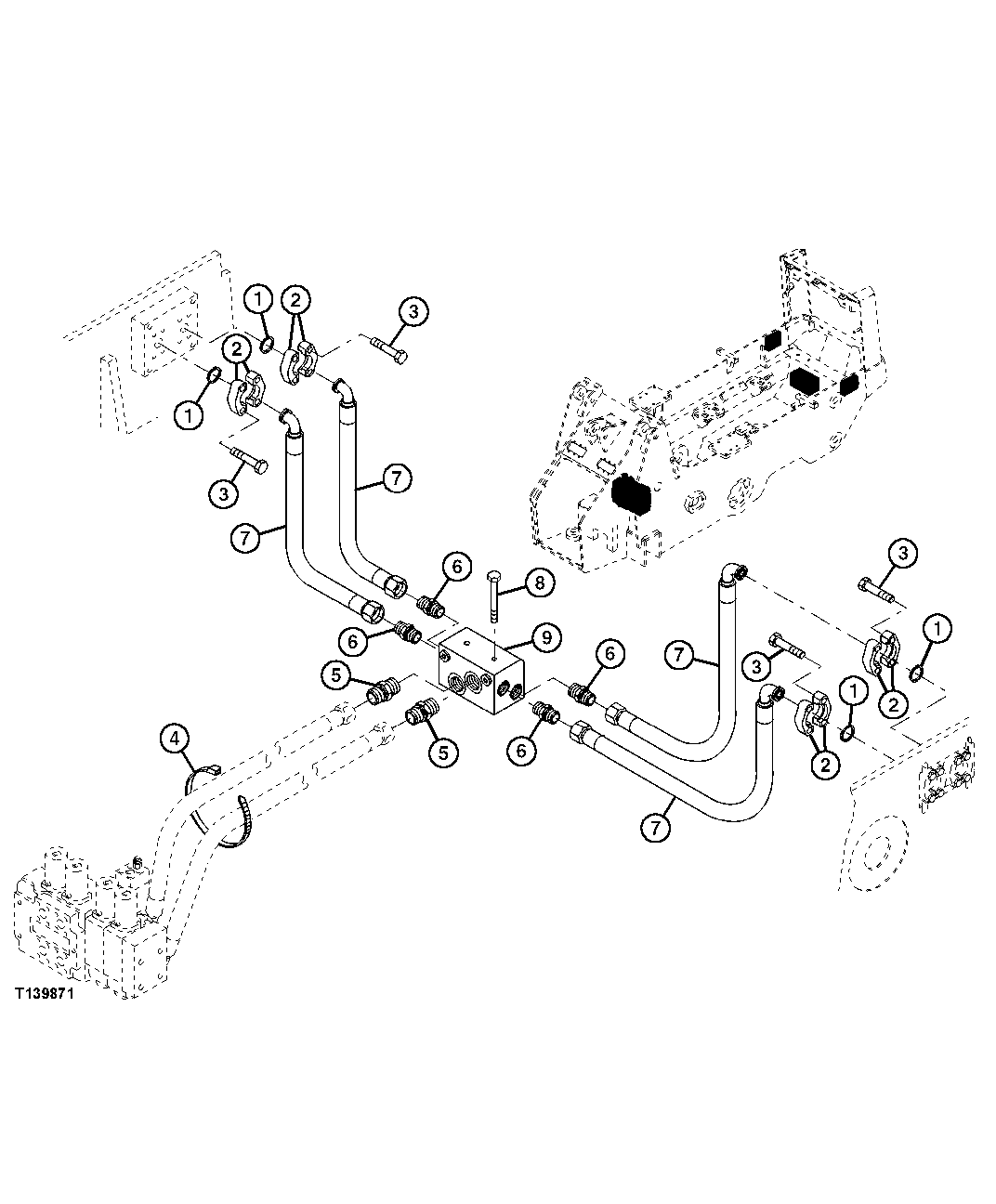 Auxiliary Hydraulics Junction Block And Hoses