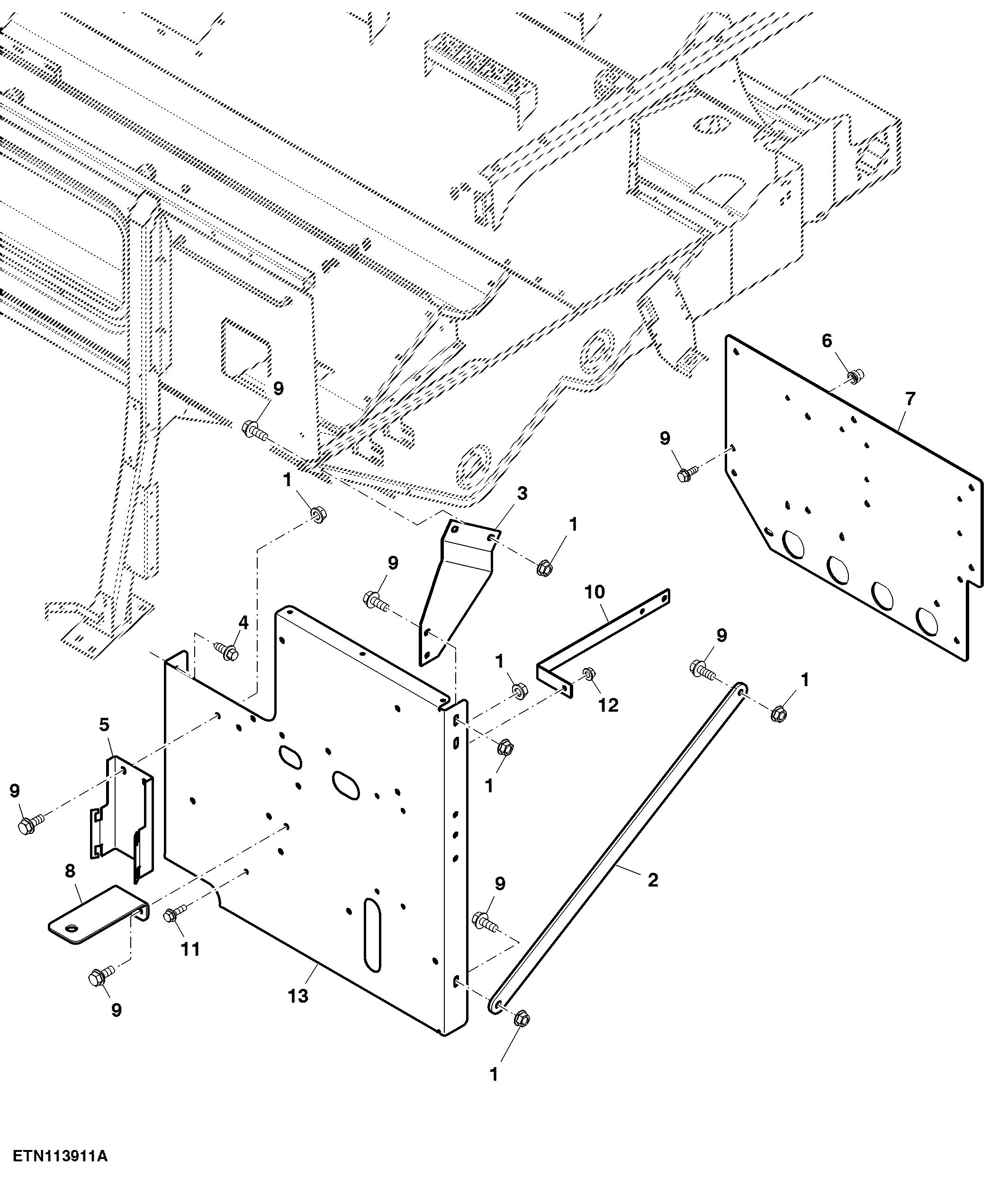 Grain Tank Electrical Components Mounting Brackets, Regular Unloading Rate (090006 - )
