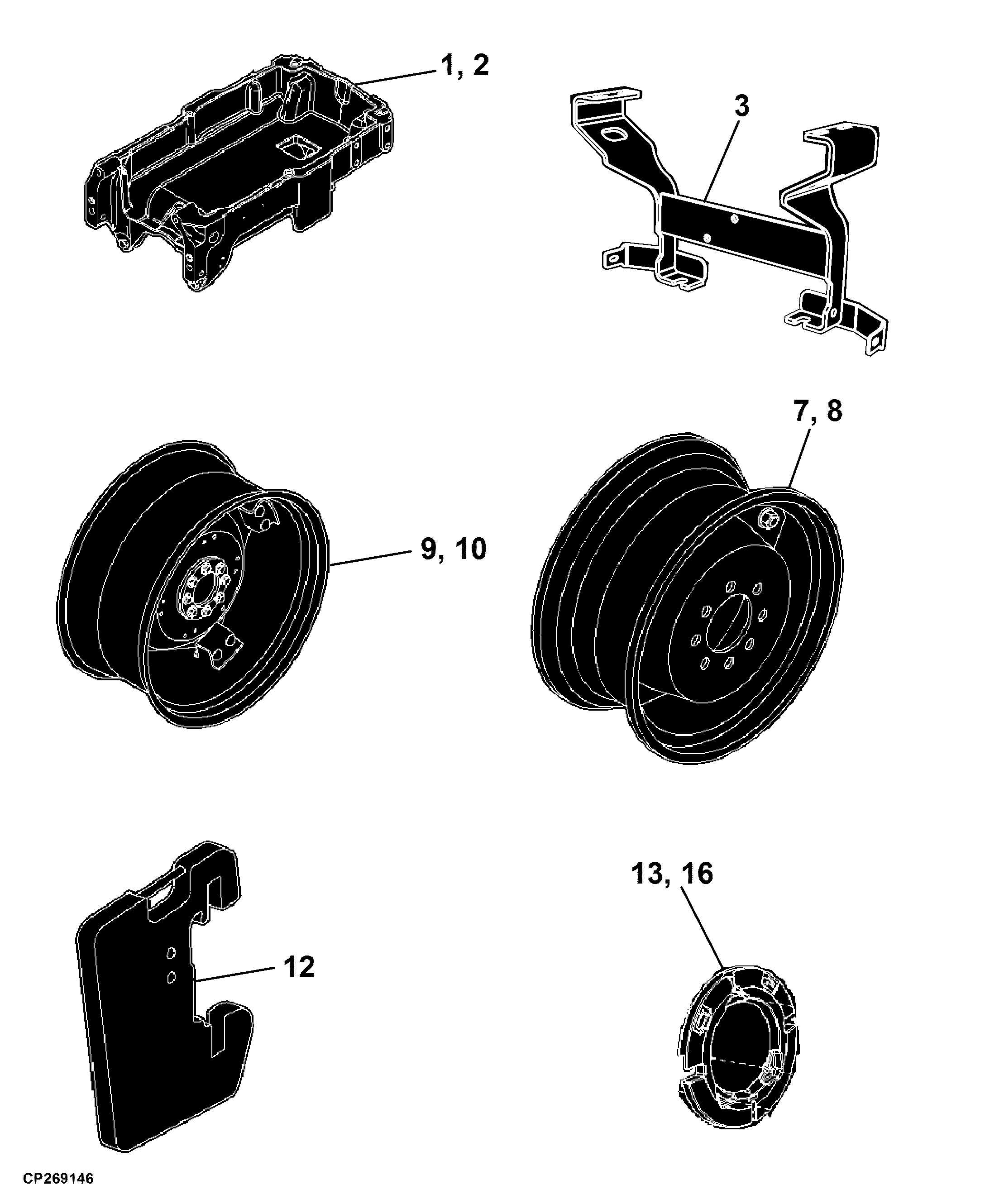 80 Wheels, Non-Powered Axles, Sheet metal Tractor
