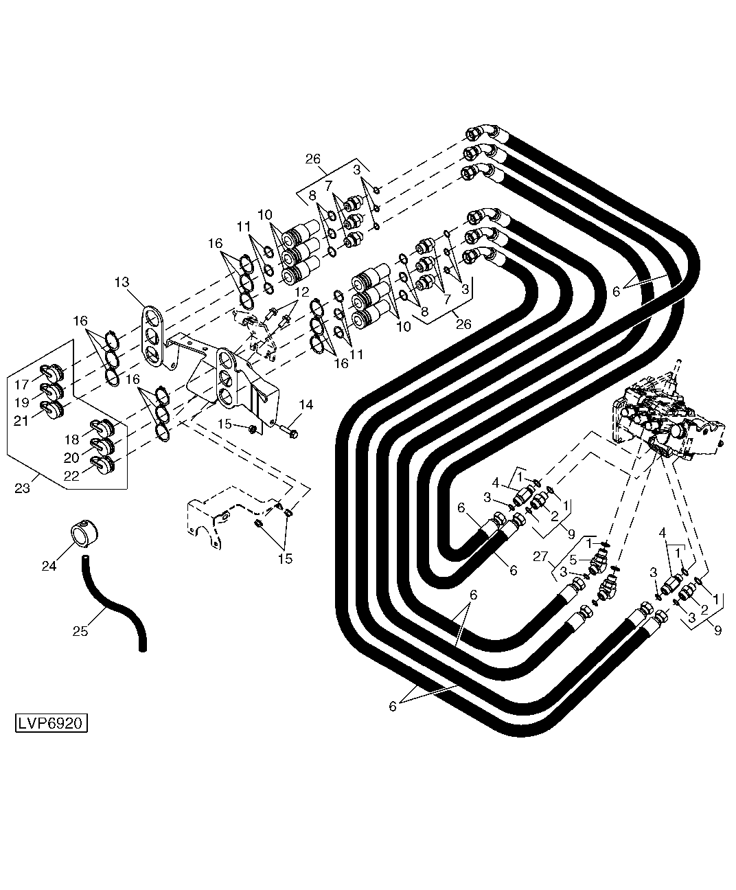 SINGLE (THIRD) SCV HYDRAULIC LINES (STRADDLE MOUNT)