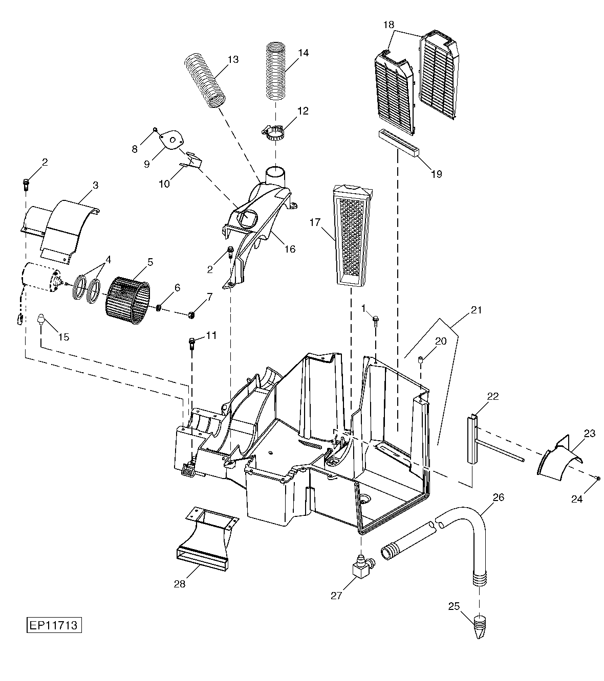 AIR CONDITIONING, HEATER HOUSING AND FILTERS, LOWER