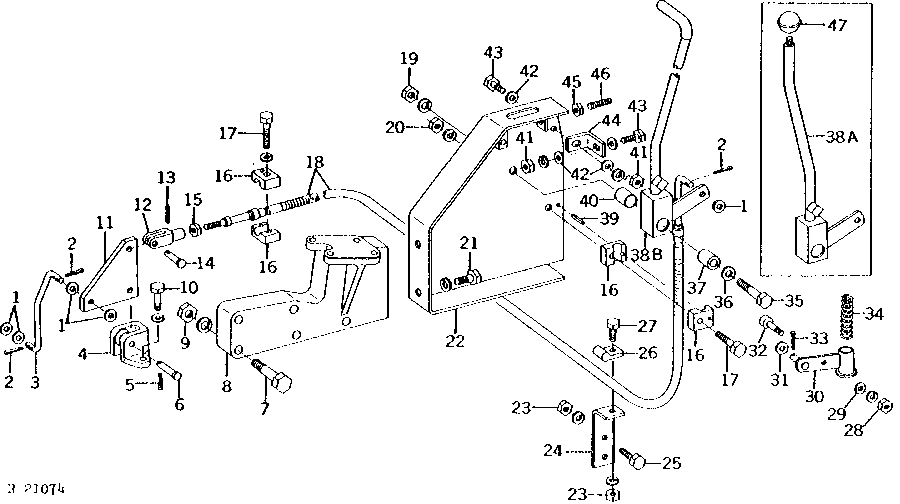 HI-LO SPEED SELECTOR SHIFTER LEVER, SUPPORT AND CABLE