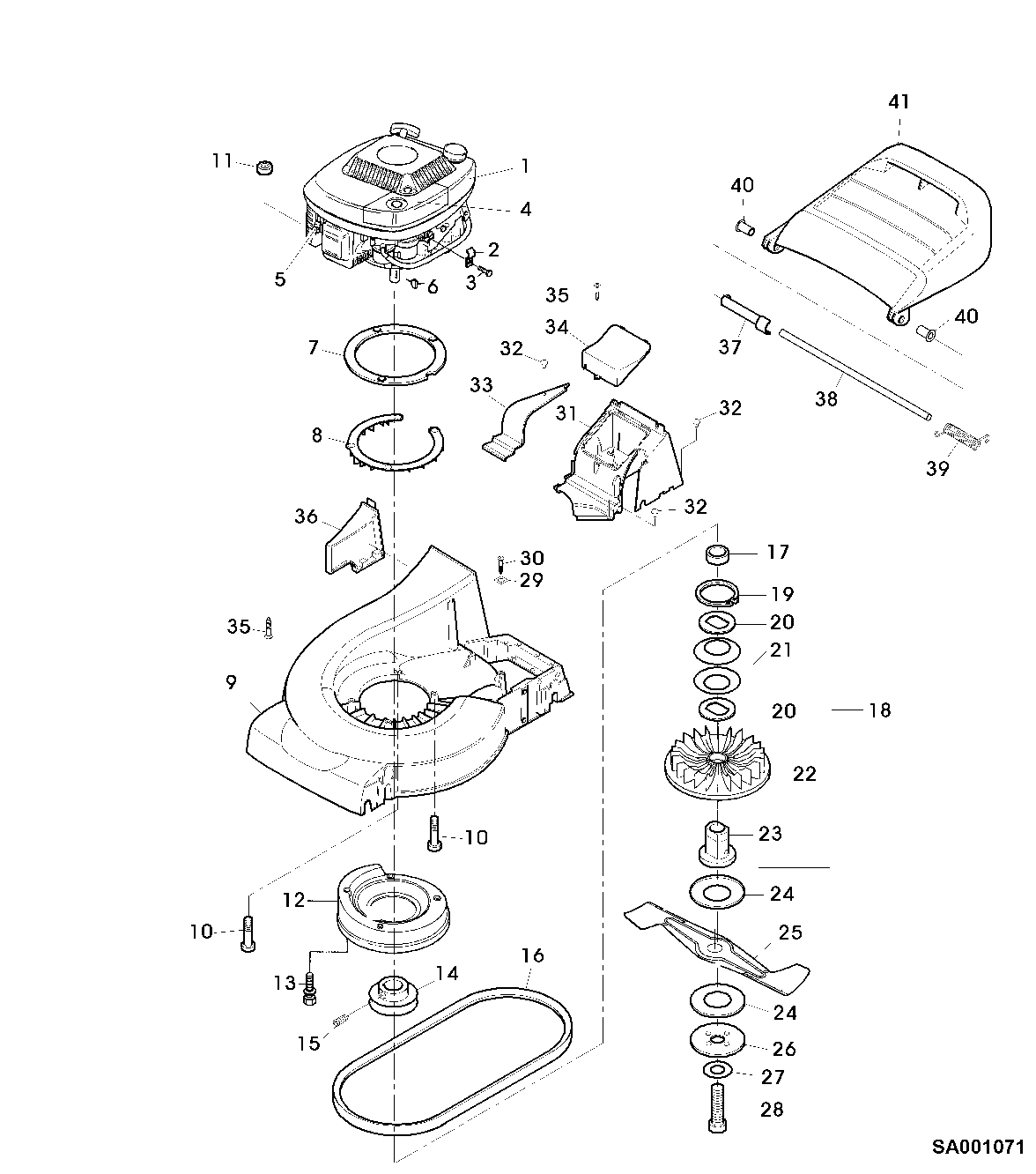 HOUSING, ENGINE, FAN, MOWER DECK, DISCHARGE