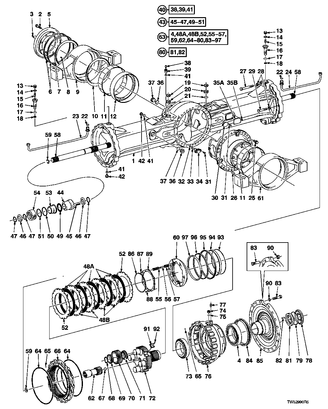 FRONT AXLE (ZF) CONTINUED)(660D, 001259- ) (848G, 001029- )