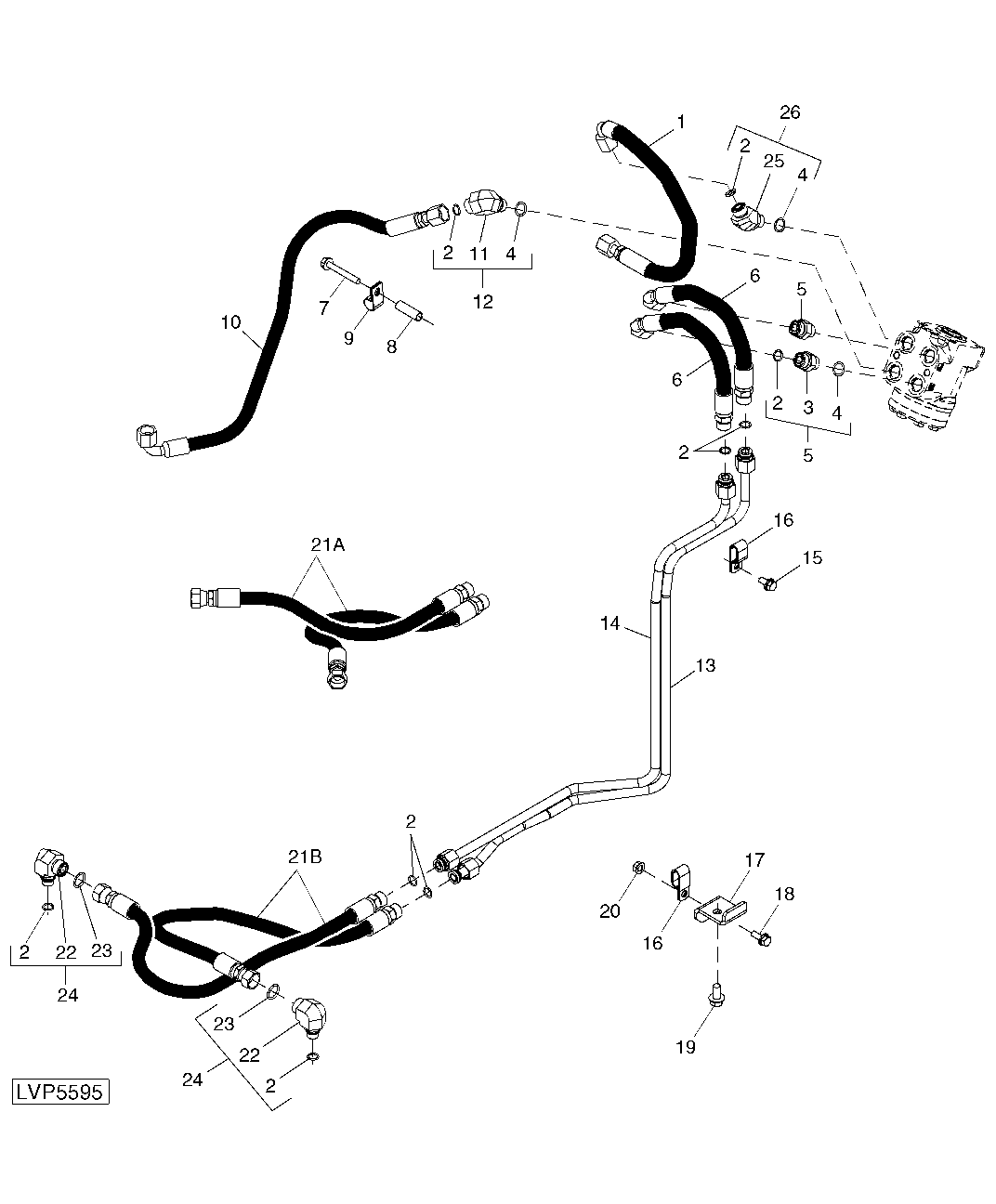 STEERING HYDRAULIC LINES (ISOLATED OPEN OPERATOR STATION / CAB)