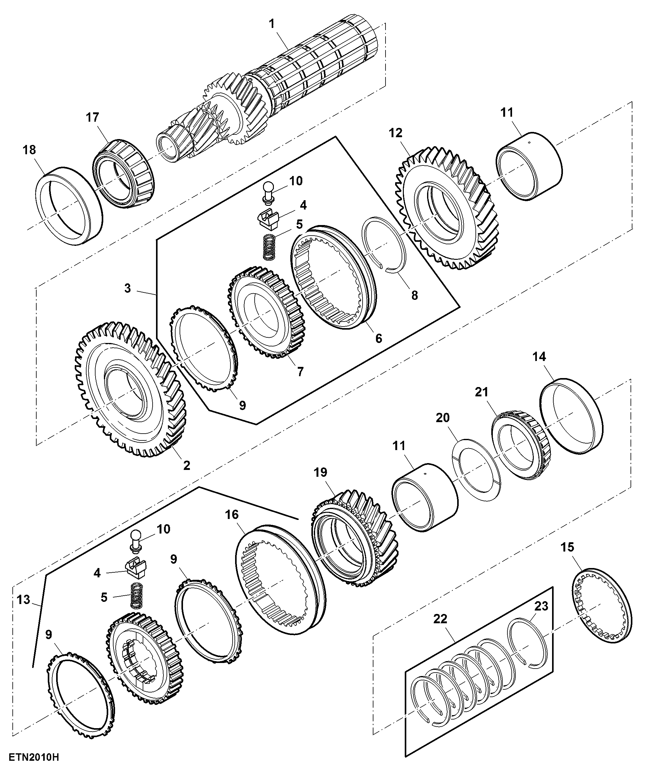 Input Shaft Assembly, Range Box, AutoQuad™, 40K and 50K
