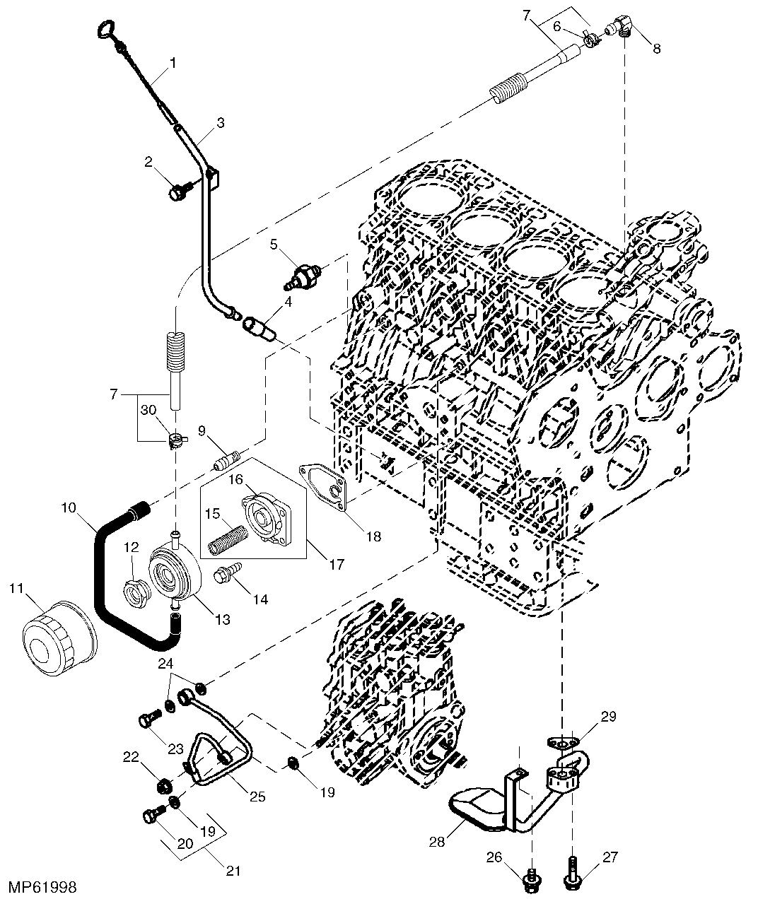 Engine Oil Cooler, Filter And Dipstick (4TNV88-MJTLB) (312589 - 710000)