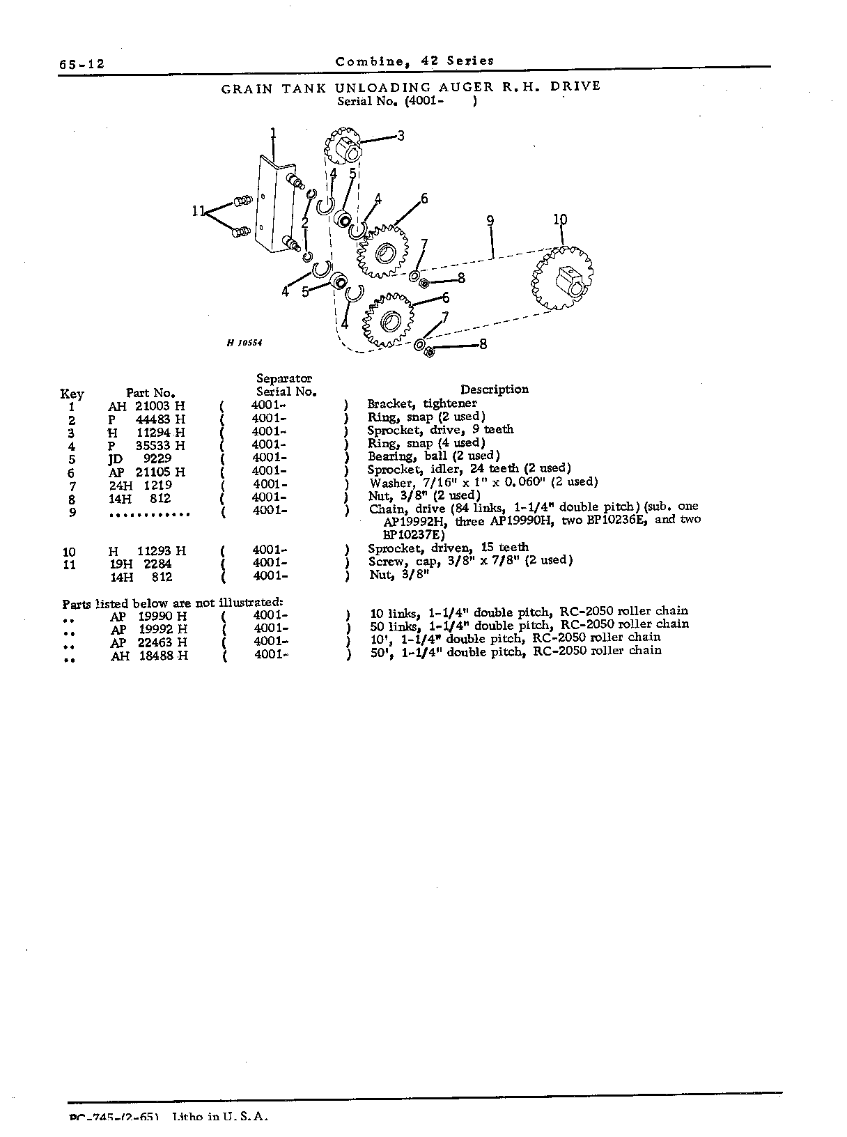 Drives for: Grain tank unloading auger, R.H. (Continued)