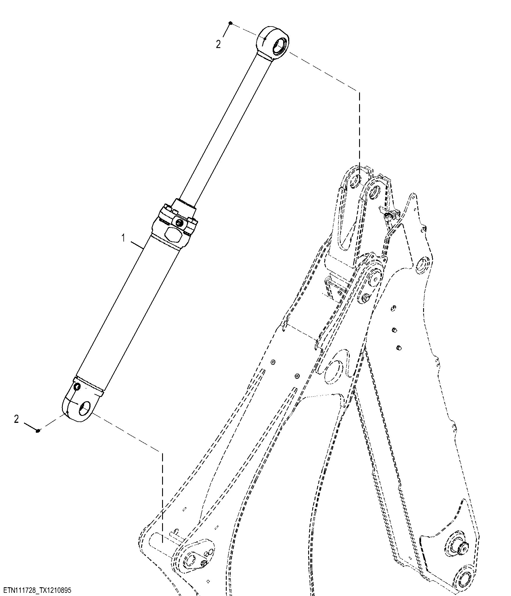 Backhoe Crowd Cylinder, Standard and Extendable Dipperstick