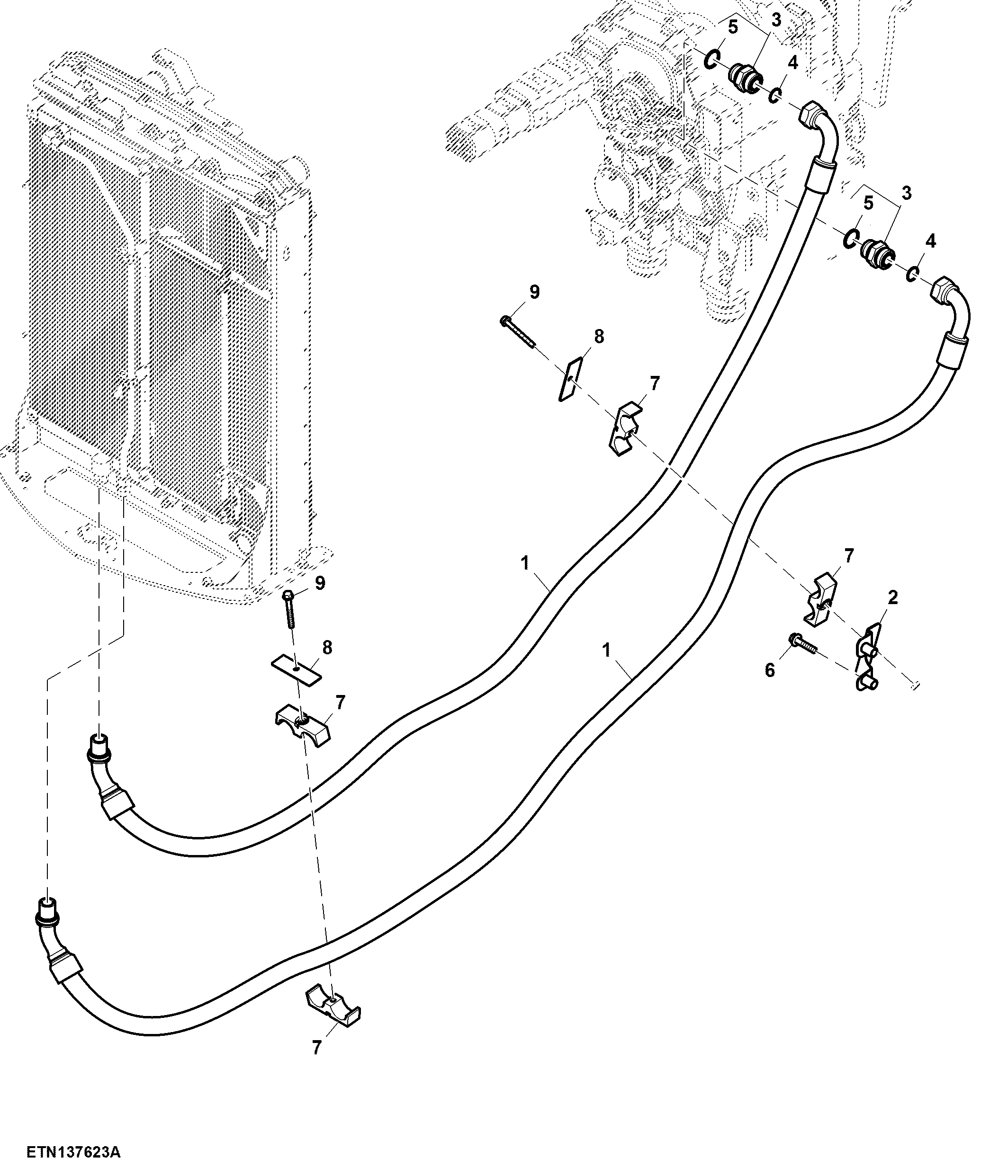 Oil Cooler Lines, 13.5 L Engine (For Scraper)