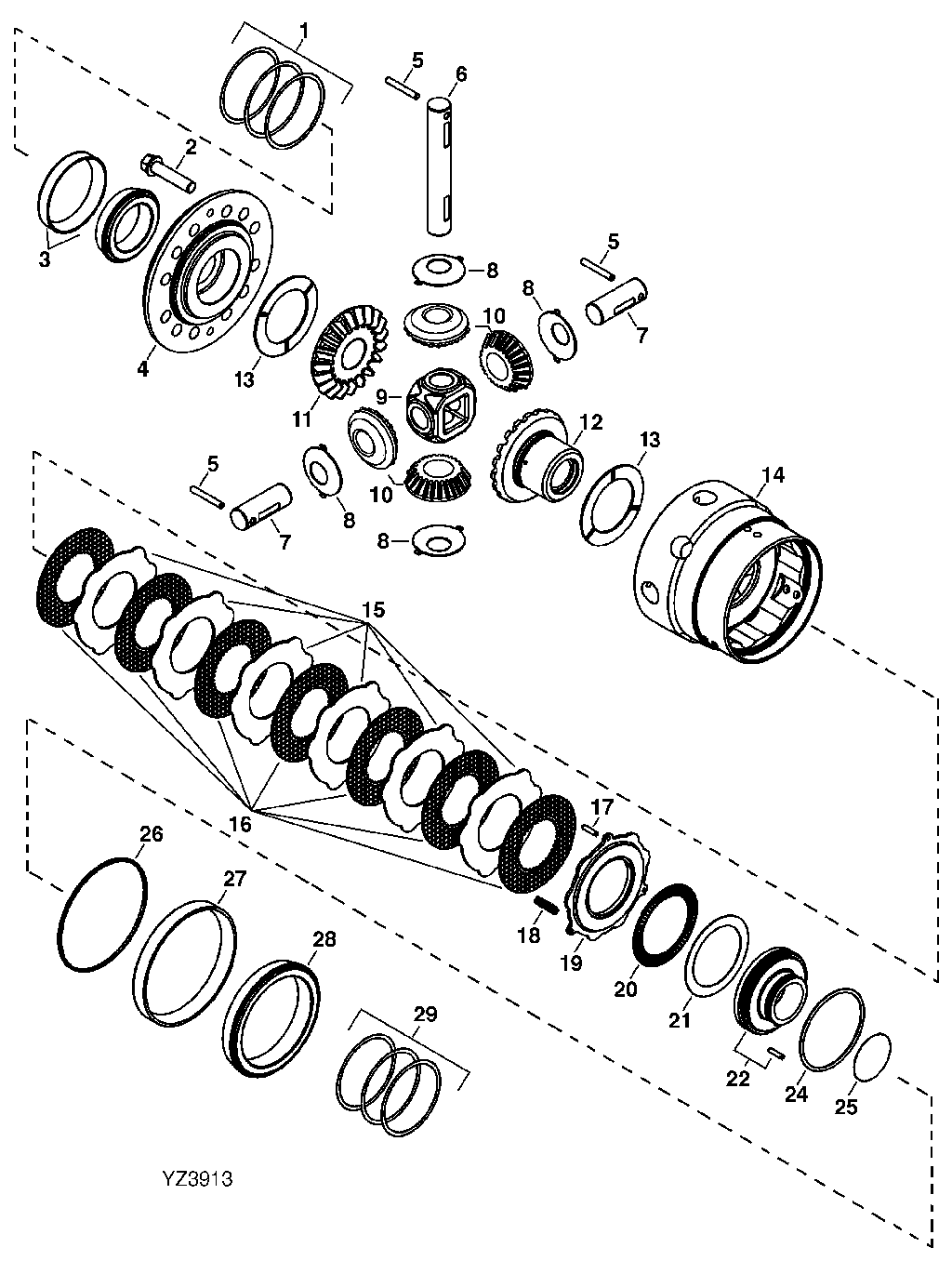 Hydraulic Actuated Differential Lock (RE66657) ( - 604689)