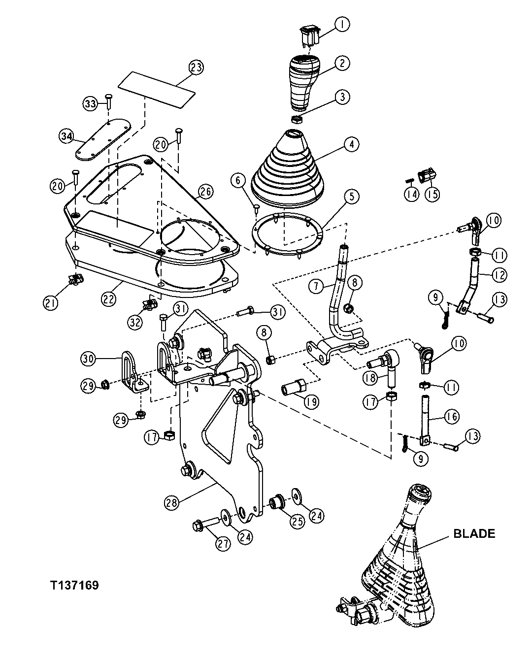GRAPPLE CONTROL VALVE LEVERS AND LINKAGE (SF) (MECHANICAL)