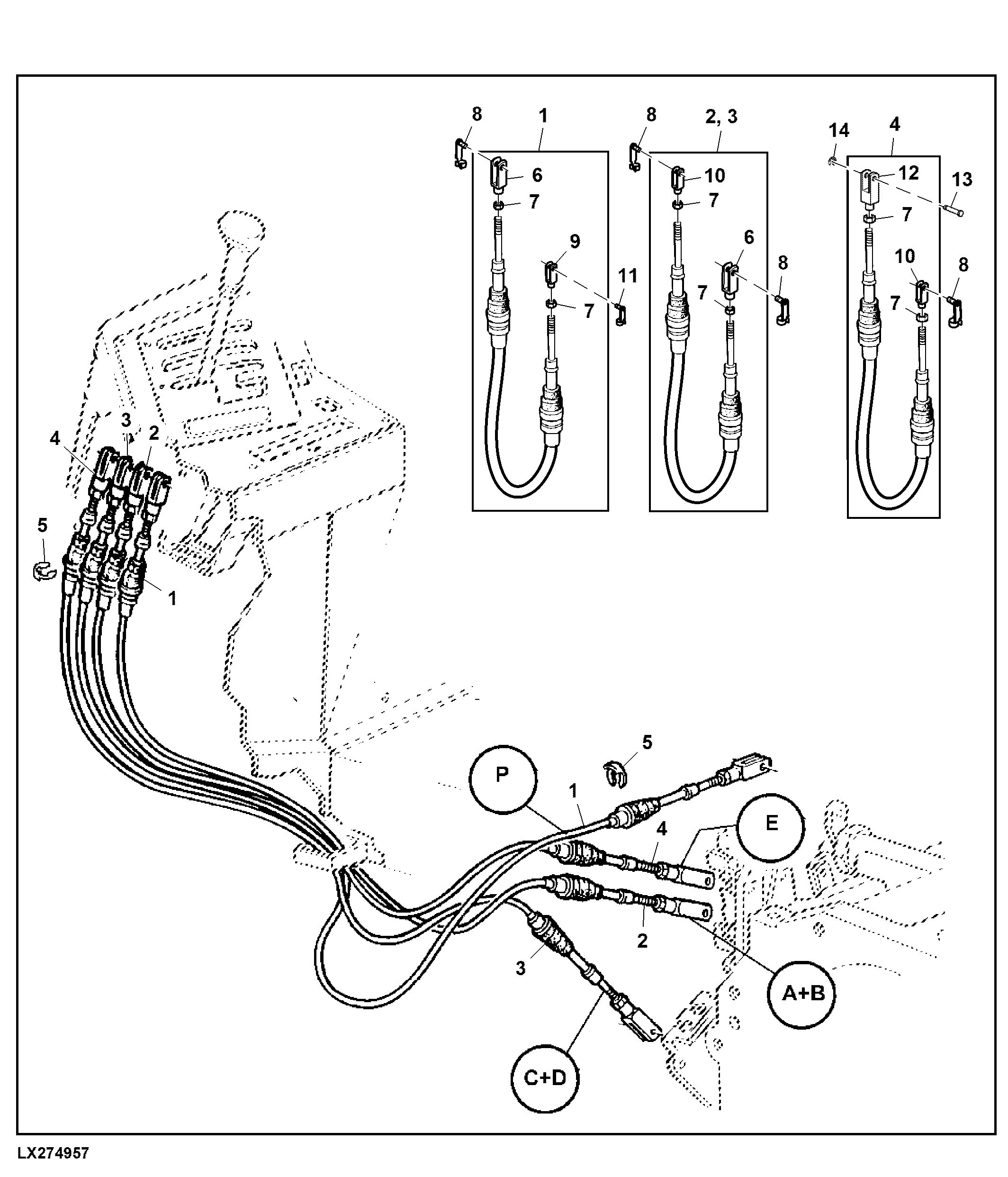 BOWDEN CABLES FOR RANGE SHIFT AND PARKING LOCK (POWRQUAD PLUS OR AUTOQUAD)