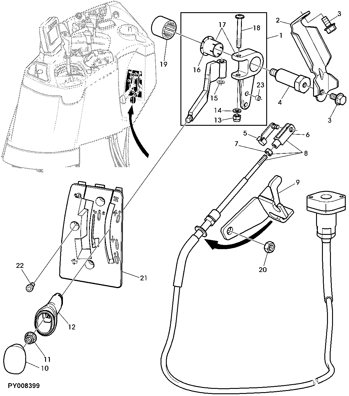 SELECTIVE CONTROL VALVE POSITION 4, CONTROL LINKAGE (SHIFT CONSOLE)
