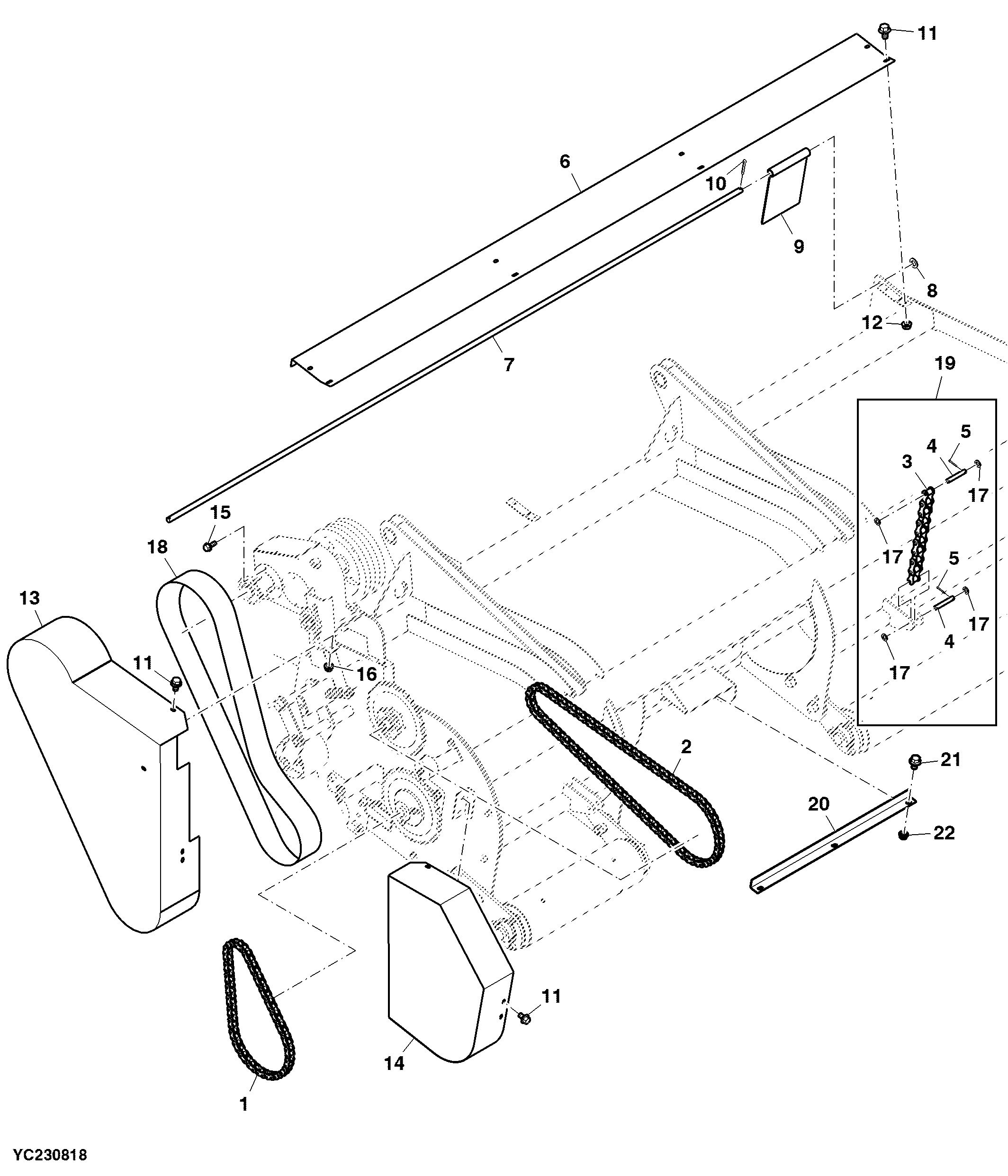 Chain & Shield Assembly, Windrower Attachment