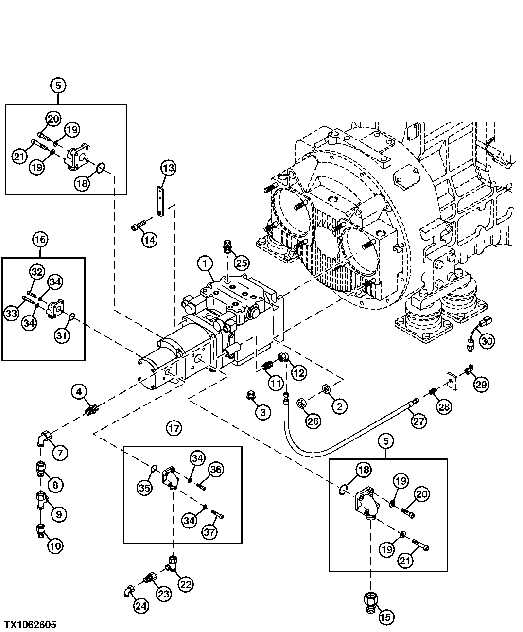 LH, Hydrostatic Pump with Transmission Charge Pump, Series II (006200 - )