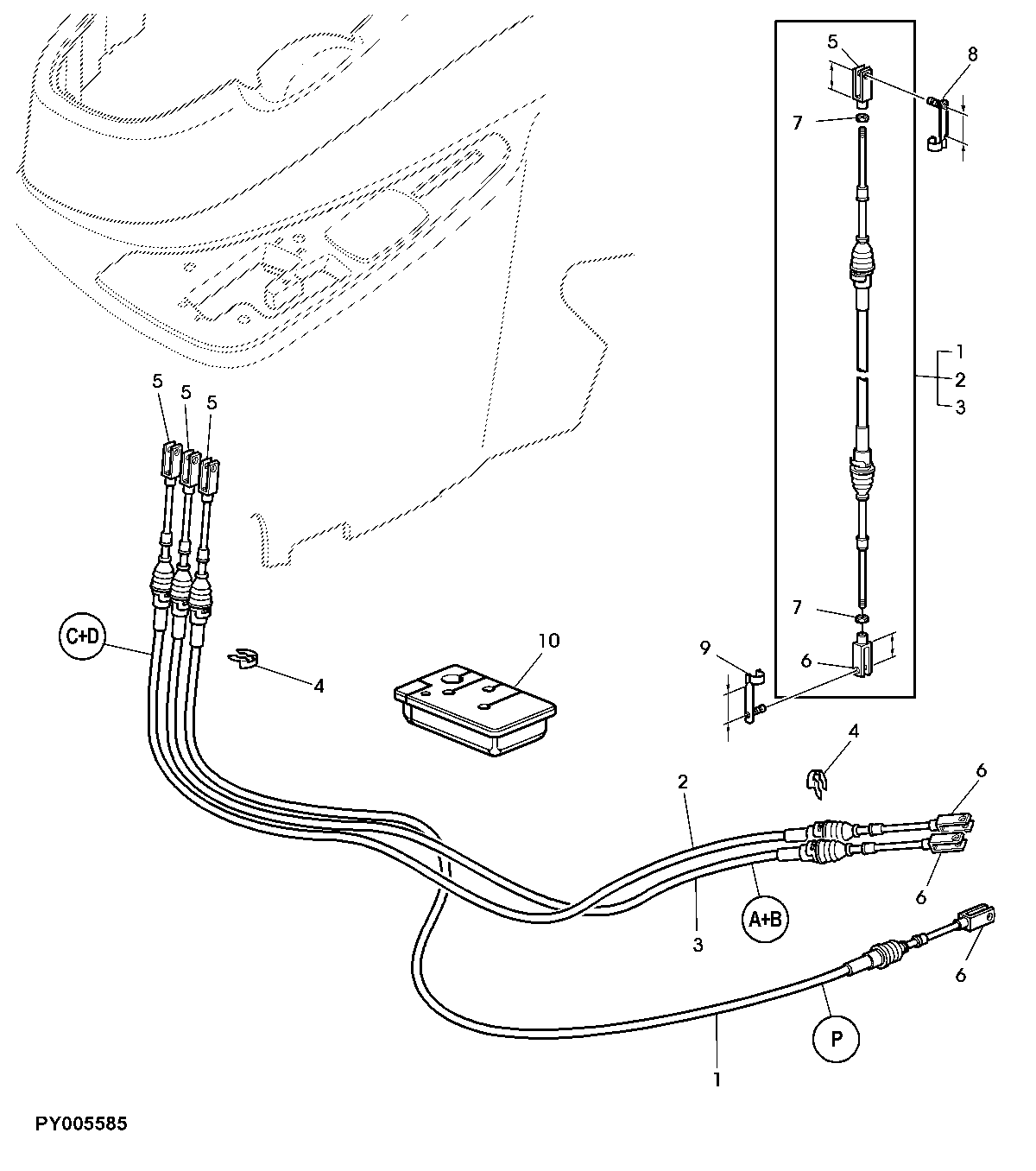 BOWDEN CABLES FOR RANGE SHIFT AND PARKING LOCK