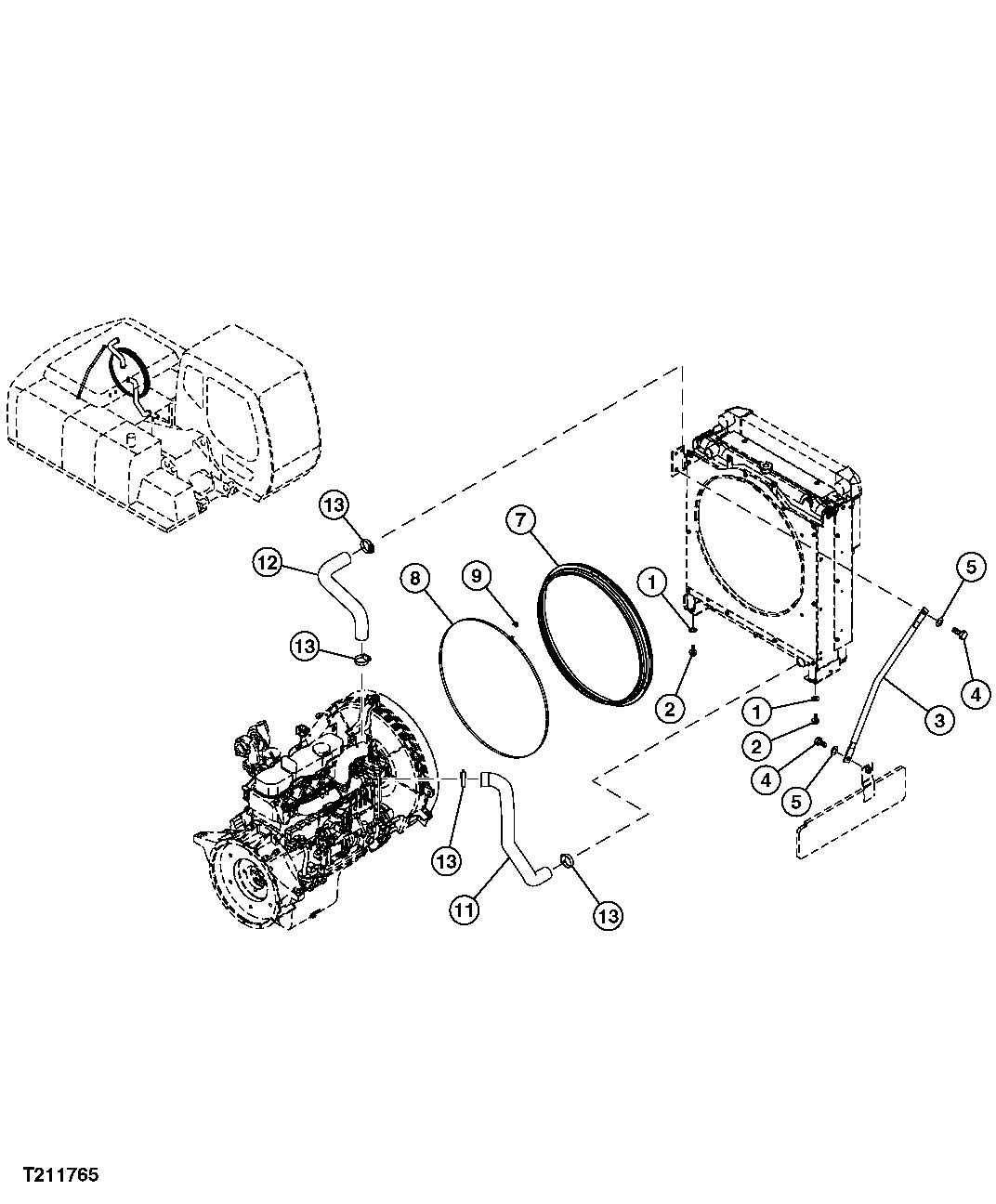 RADIATOR SUPPORT, MOUNTING BRACKET, AND HOSES