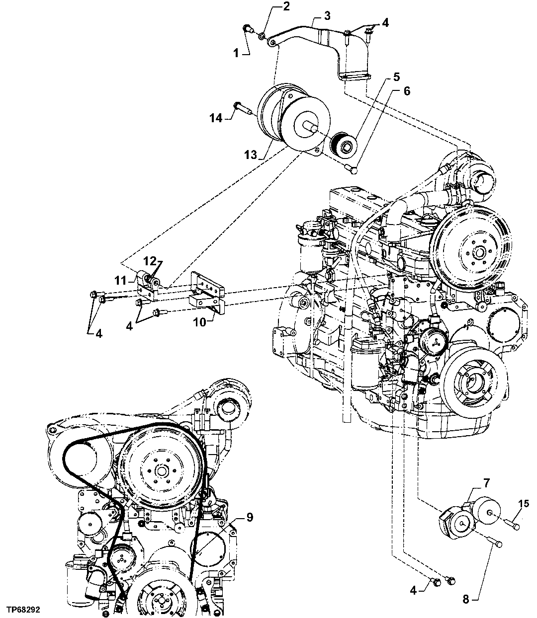 ALTERNATOR MOUNTING BRACKETS AND BELT (80 AMP) (WITHOUT AIR CONDITIONING)