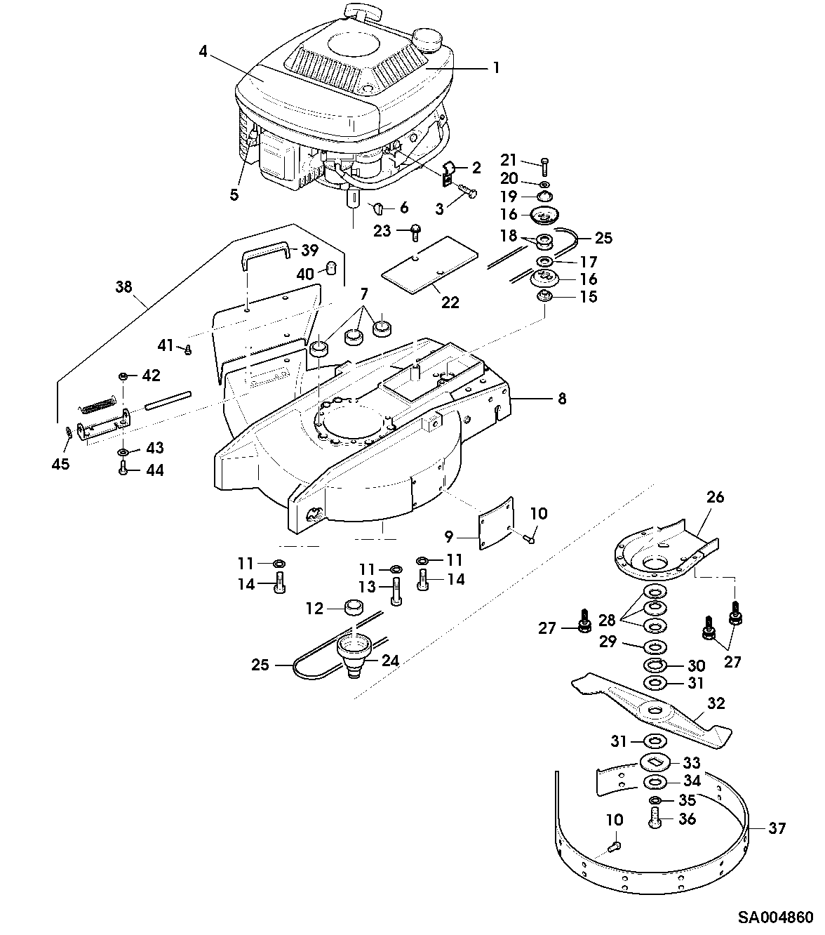 Housing, Engine, Mower Deck, Discharge, Drive