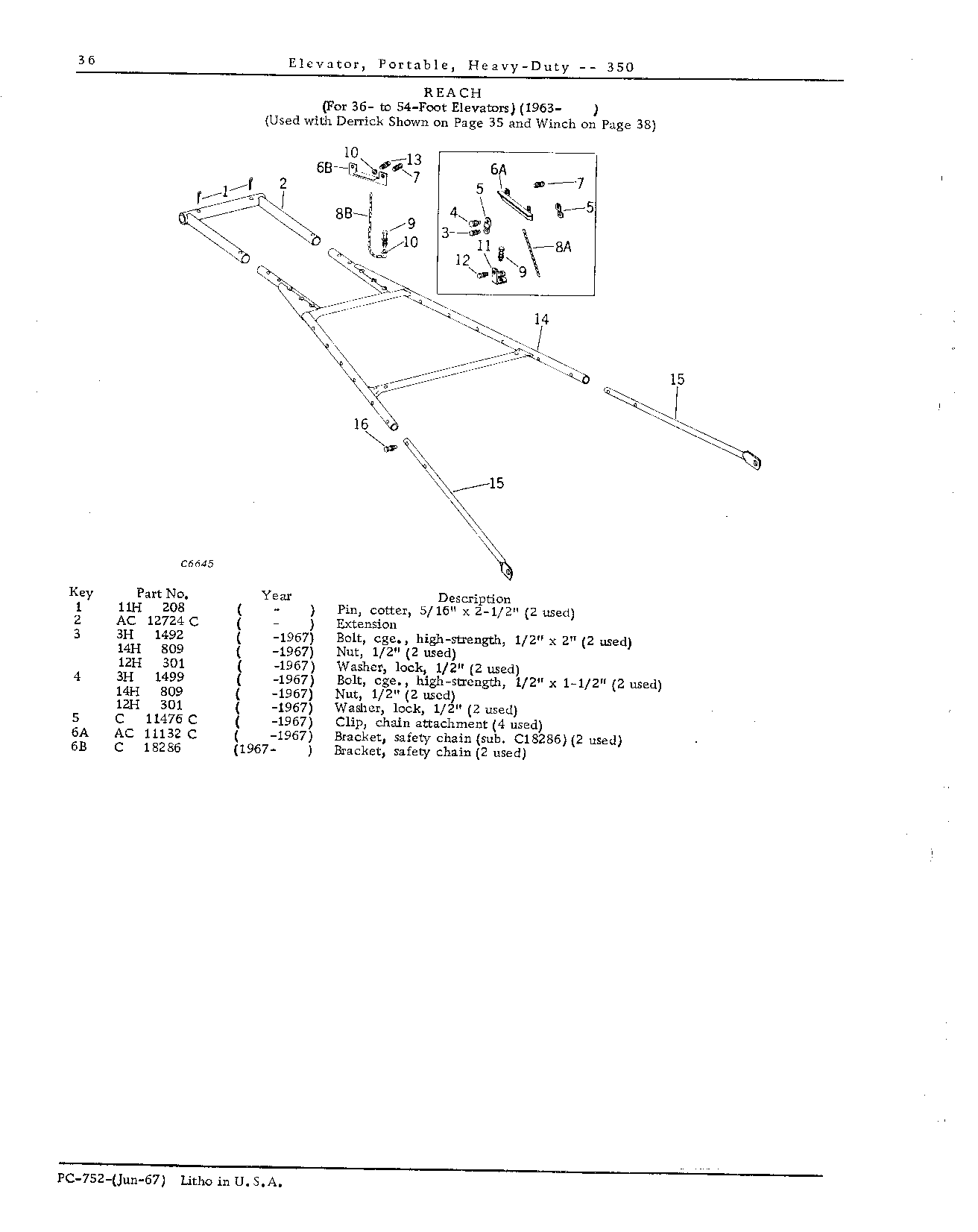 CHAINS, SAFETY: For 36- to 54-foot Elevators (1963- )