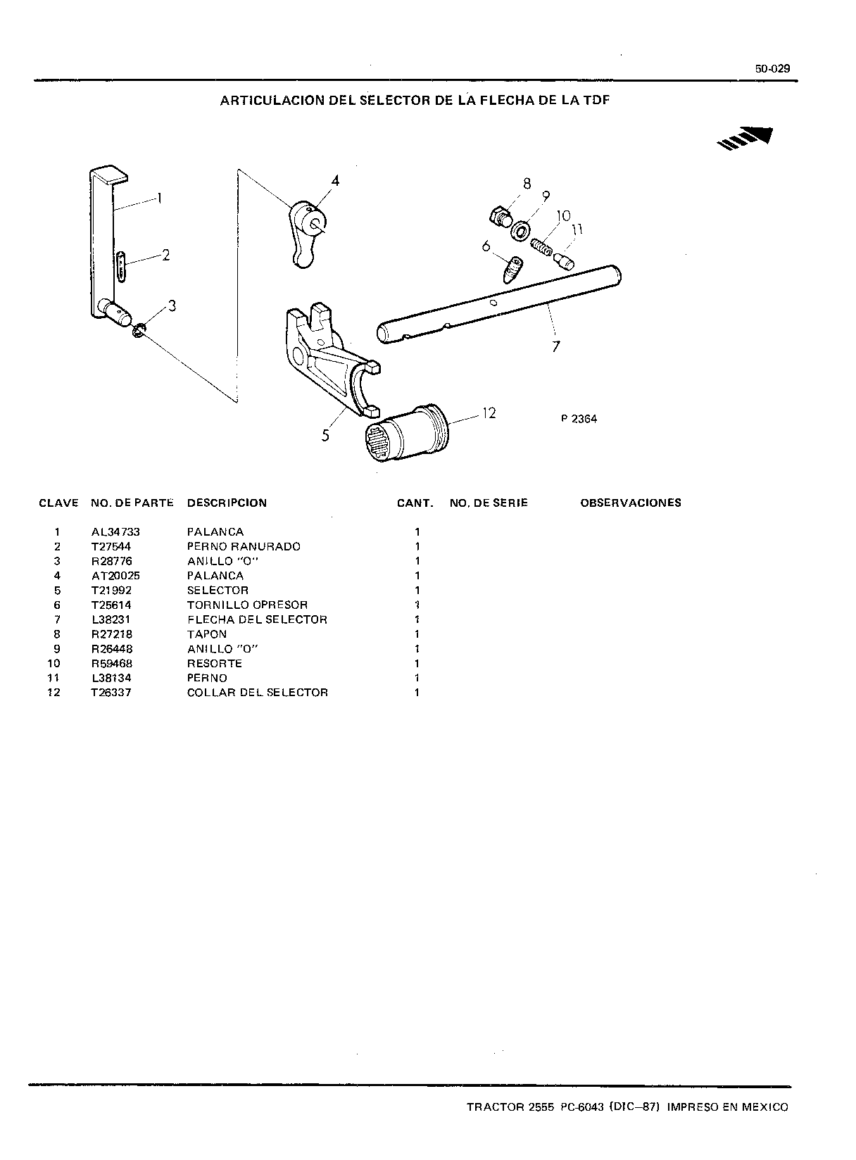 Articulacion Del Selector de la Flecha de la TDF