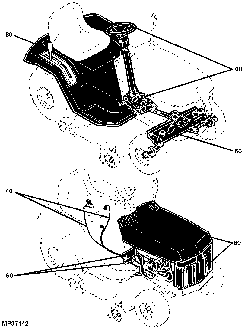 LX289 Lawn Tractor, Mower Deck and MCS