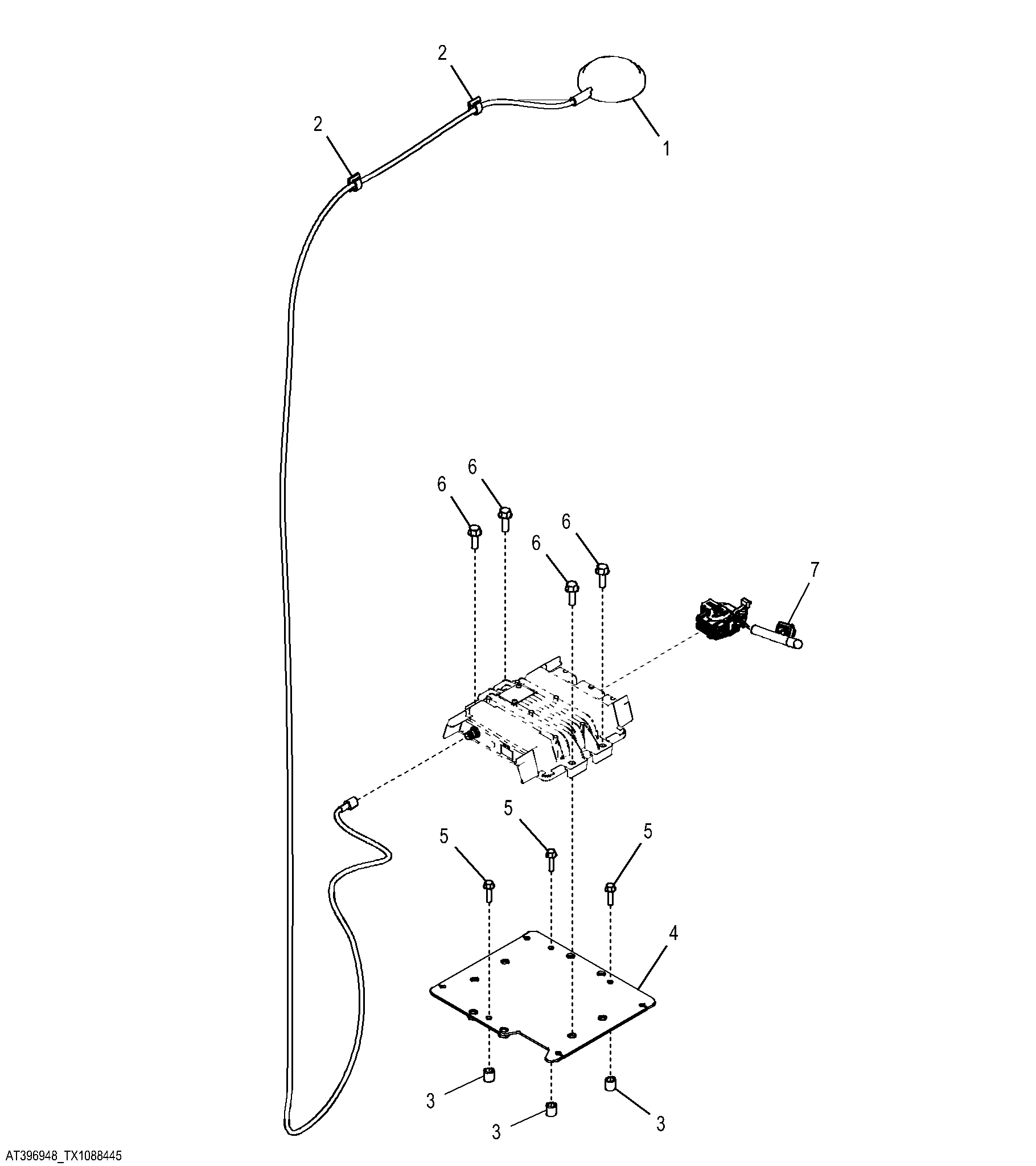 JDLink™ Satellite Module (SAT) Controller Mounting and Antenna, 3G (634722 - )