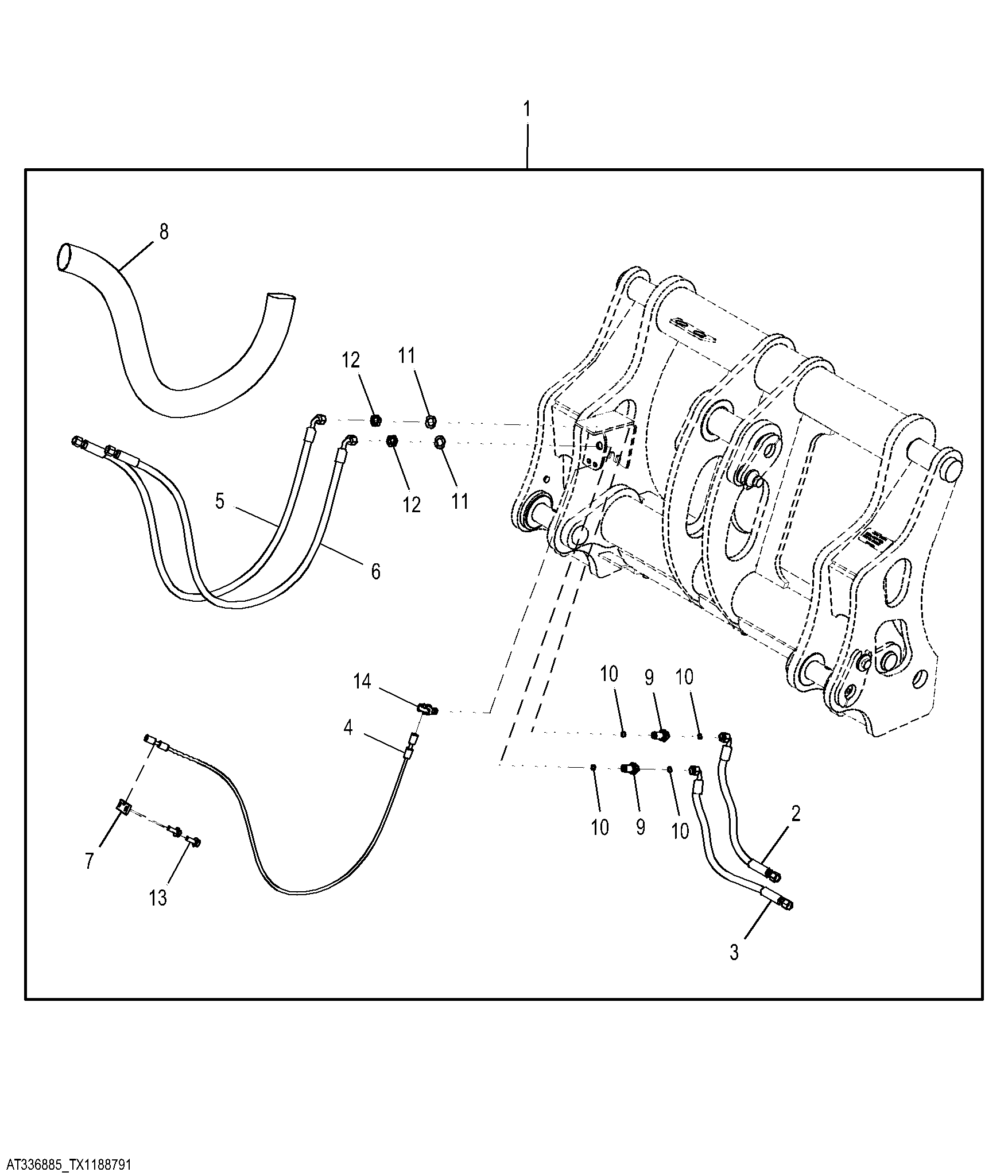 Cable Reinforced Coupler Hydraulic Lines Kit (High Lift Z-Bar)