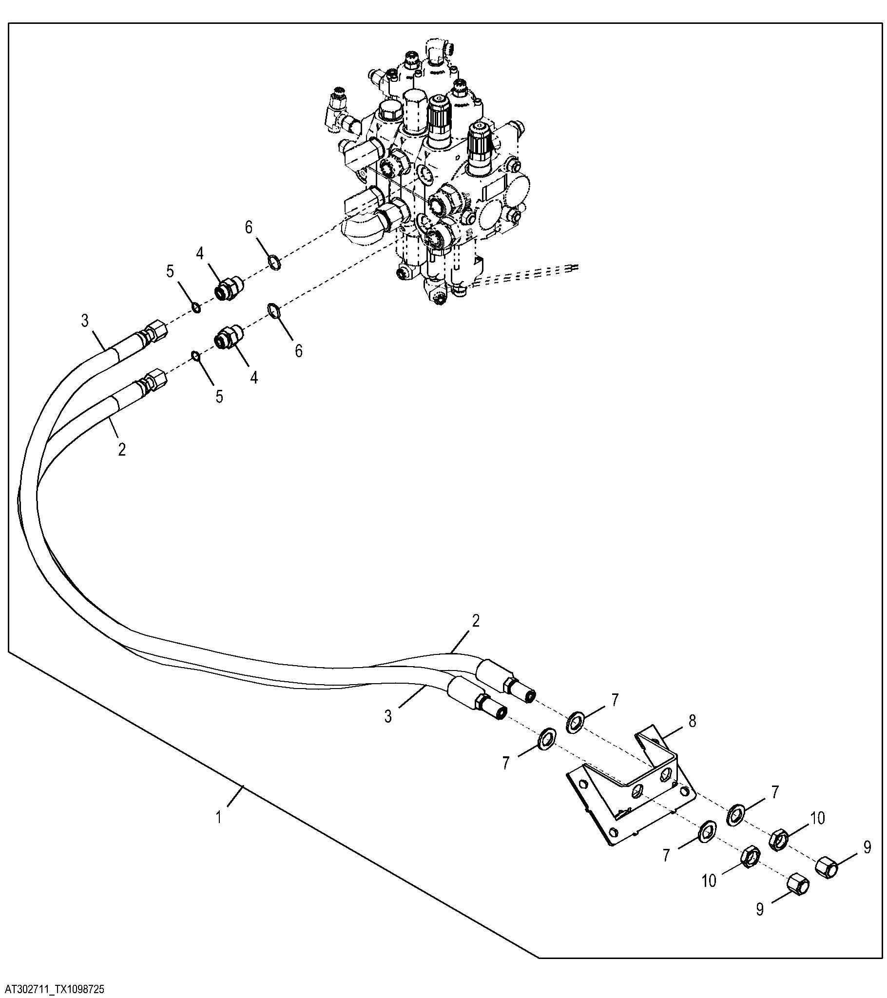 Hydraulics For Rear Auxiliary Plumbing Kit (Outside Dozer) STD/WT