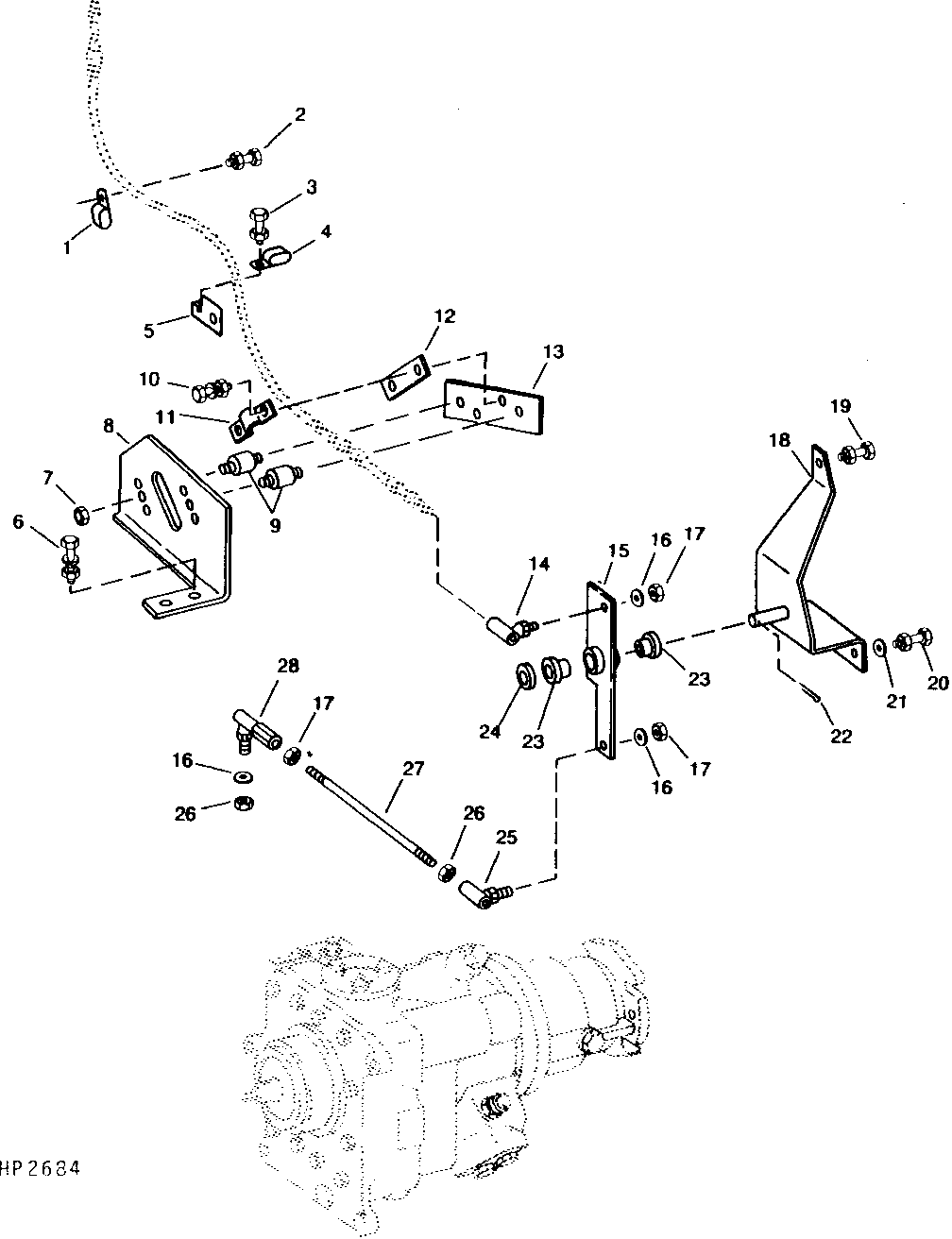 HYDROSTATIC DRIVE CONTROL CABLE MOUNTING (SUNDSTRAND AND EATON) (610301 - )