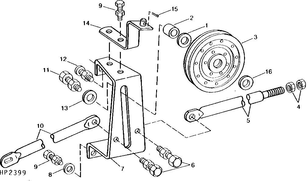 FEEDER HOUSE MIDDLE BELT IDLER AND BRACES (LEFT - HAND) (VARIABLE DRIVE) - SIDEHILL (610301 - )