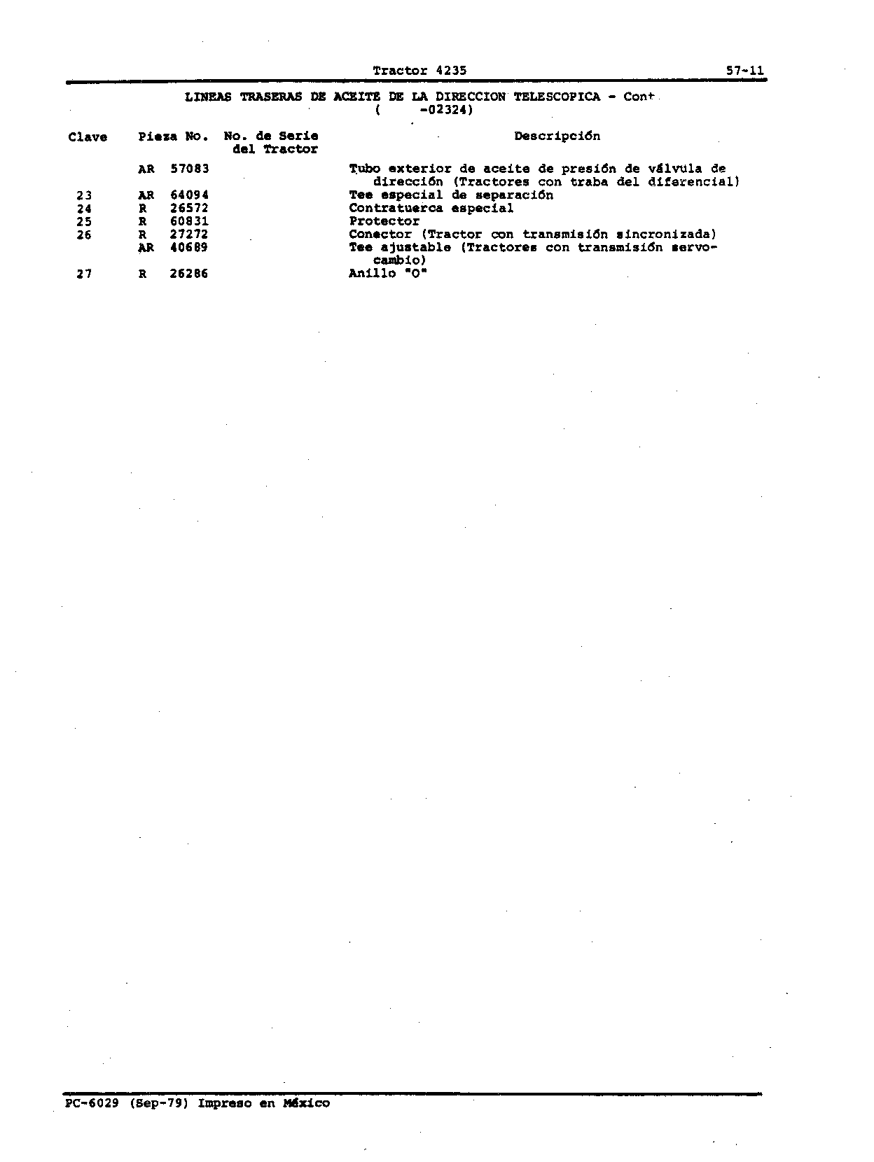 Lineas Traseras de Aceite de la Direccion Telescopica ( -02324) (Continued)