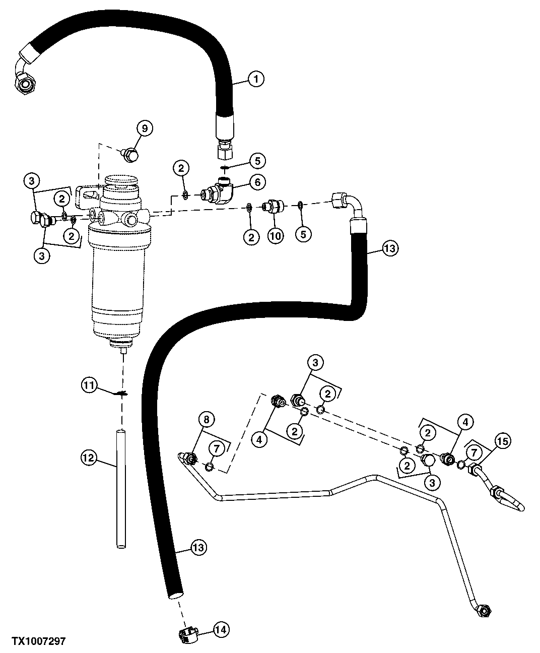 PRIMARY FUEL FILTER LINES (ENGINE SERIAL NO. 744553- ) (744553 - )