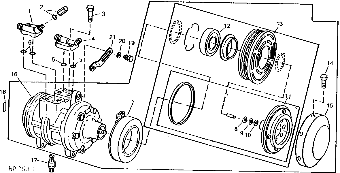 COMPRESSOR, CLUTCH AND SERVICE VALVES (610101 - )