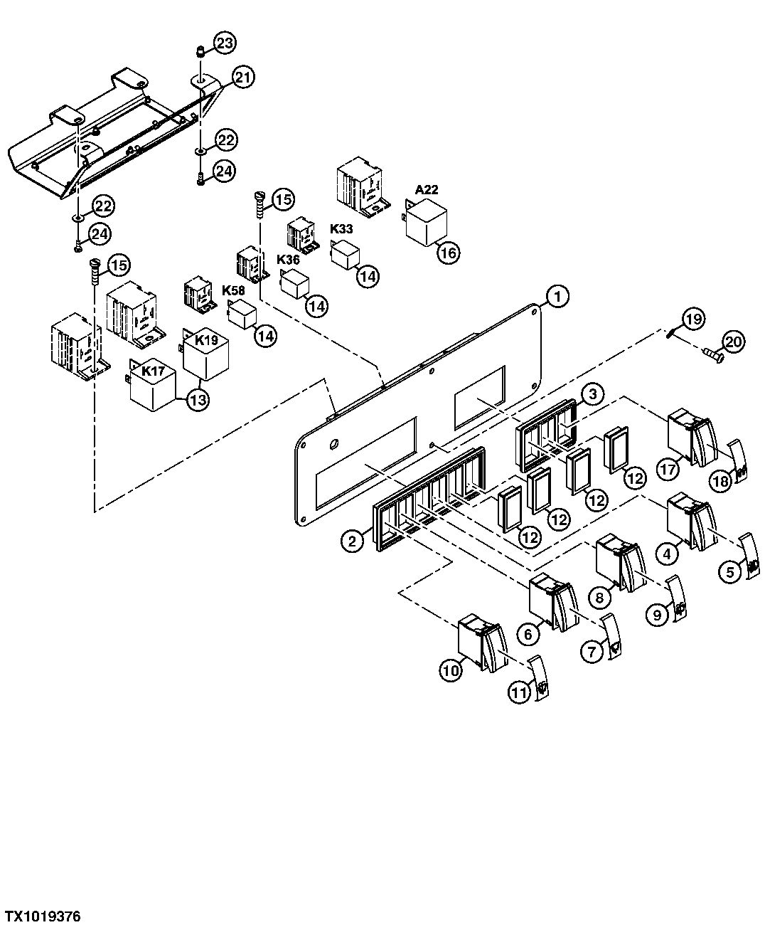 Cab Overhead Console, Fuses, Relays, and Switches