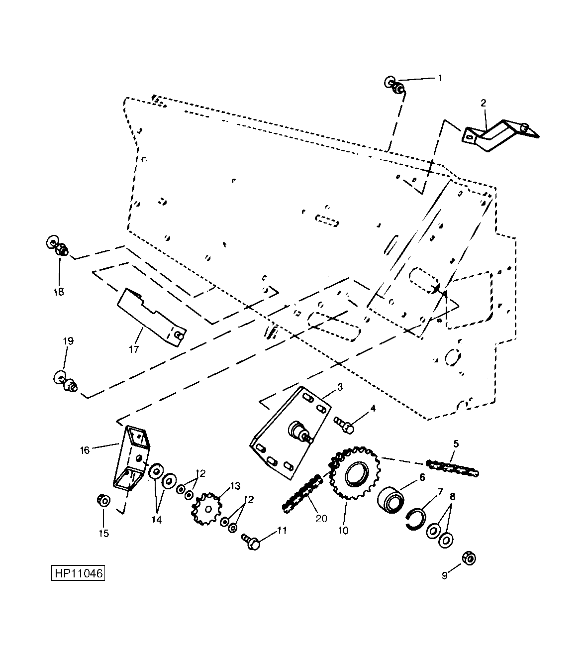 DRIVE CHAIN IDLERS AND SHIELD BRACKETS (SIDEHILL)