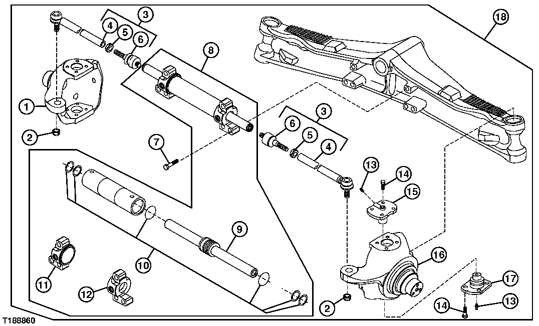 Swivel Housing and Steering Cylinder without MFWD