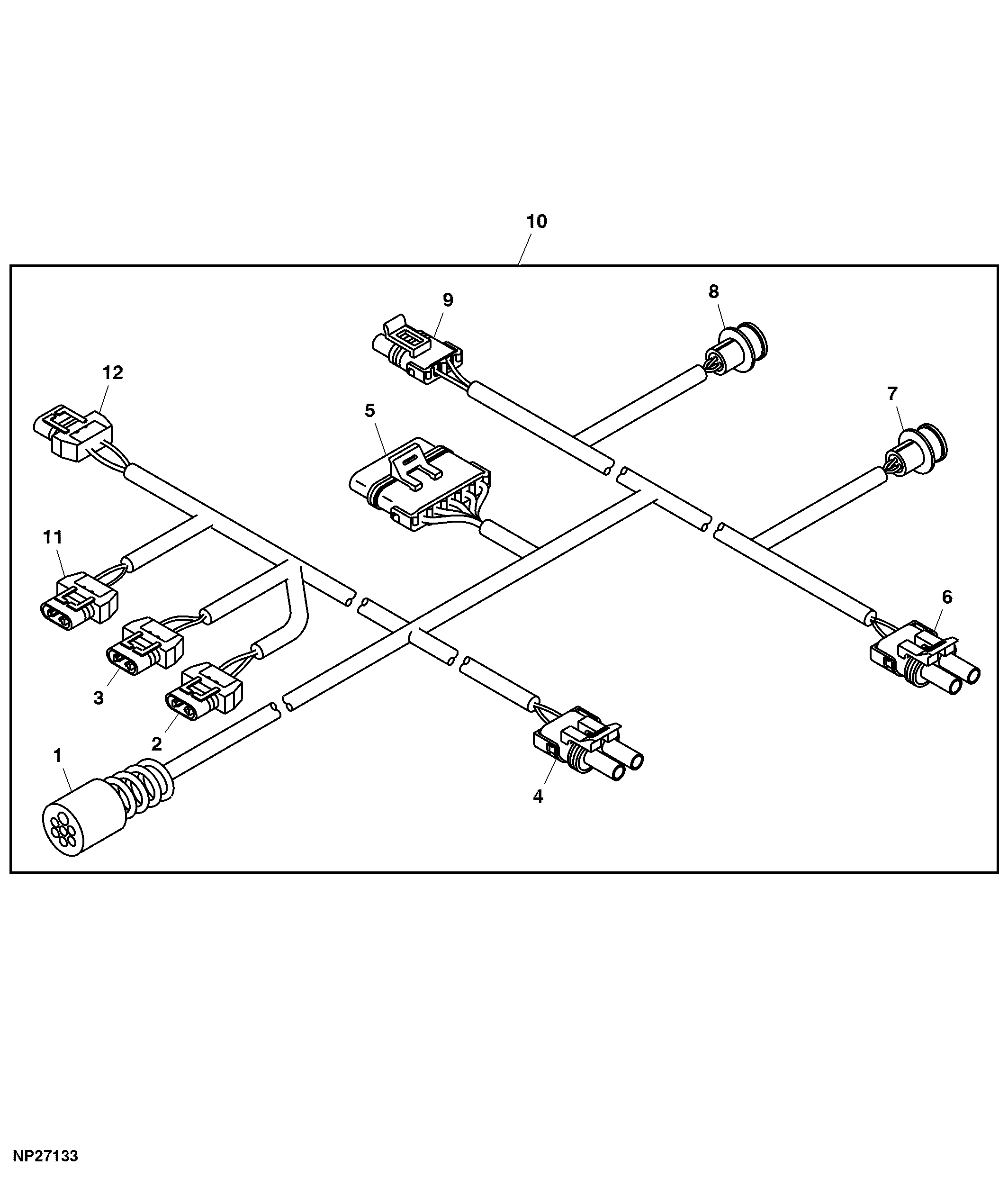 Wiring Harness 41', 5 Section W/ 12' Mainframe and Single Point Depth Control