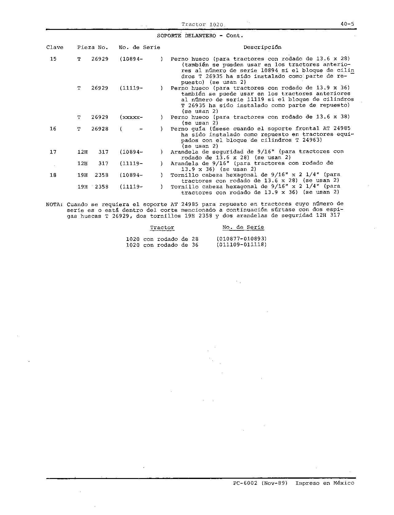 Soporte Delantero (Continued)