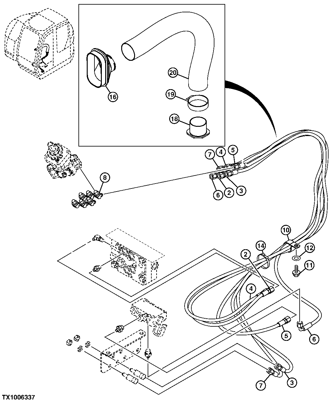 PILOT HOSES(RIGHT PILOT CONTROLLER TO FLOW REGULATING MANIFOLD)