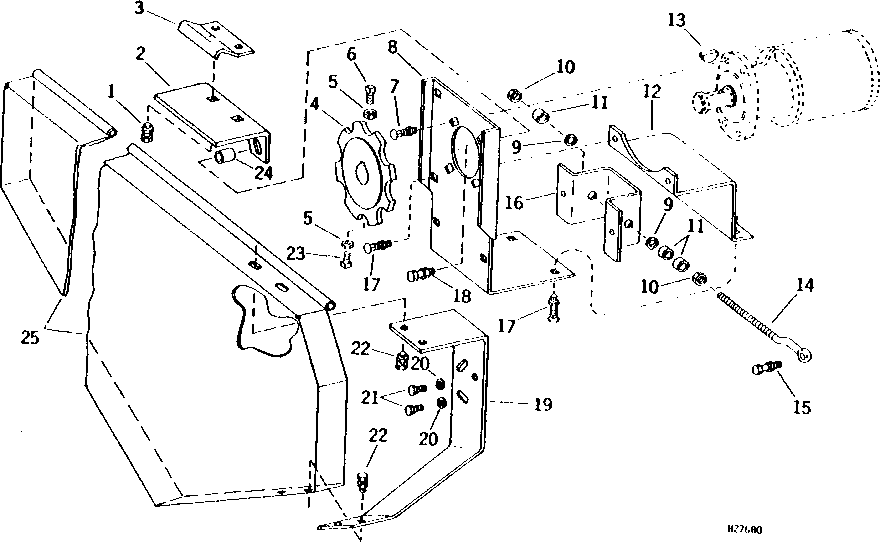 Hydrostatic Drive Reel Motor Supports/ Shield/ Sprockets (Platform Serial No. 212801- )