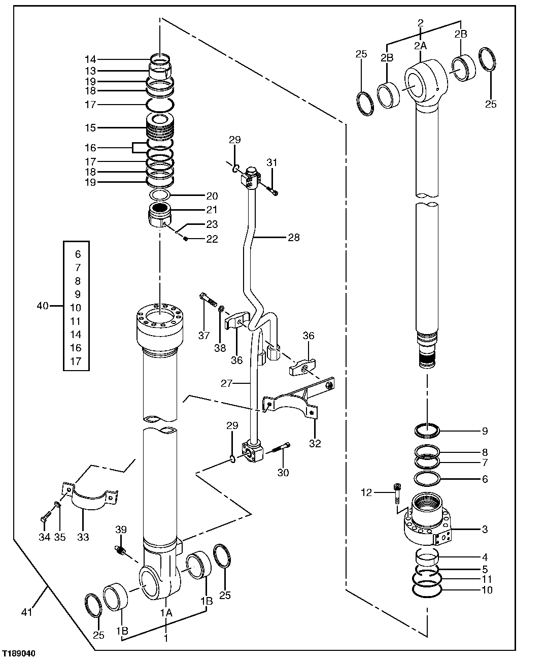 Left Boom Cylinder Components And Oil Lines