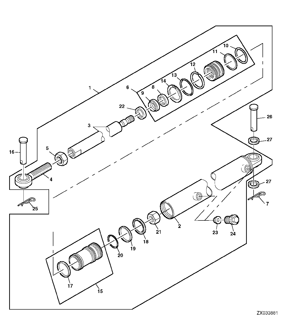 UNLOADING AUGER SWING CYLINDER AND MOUNTING