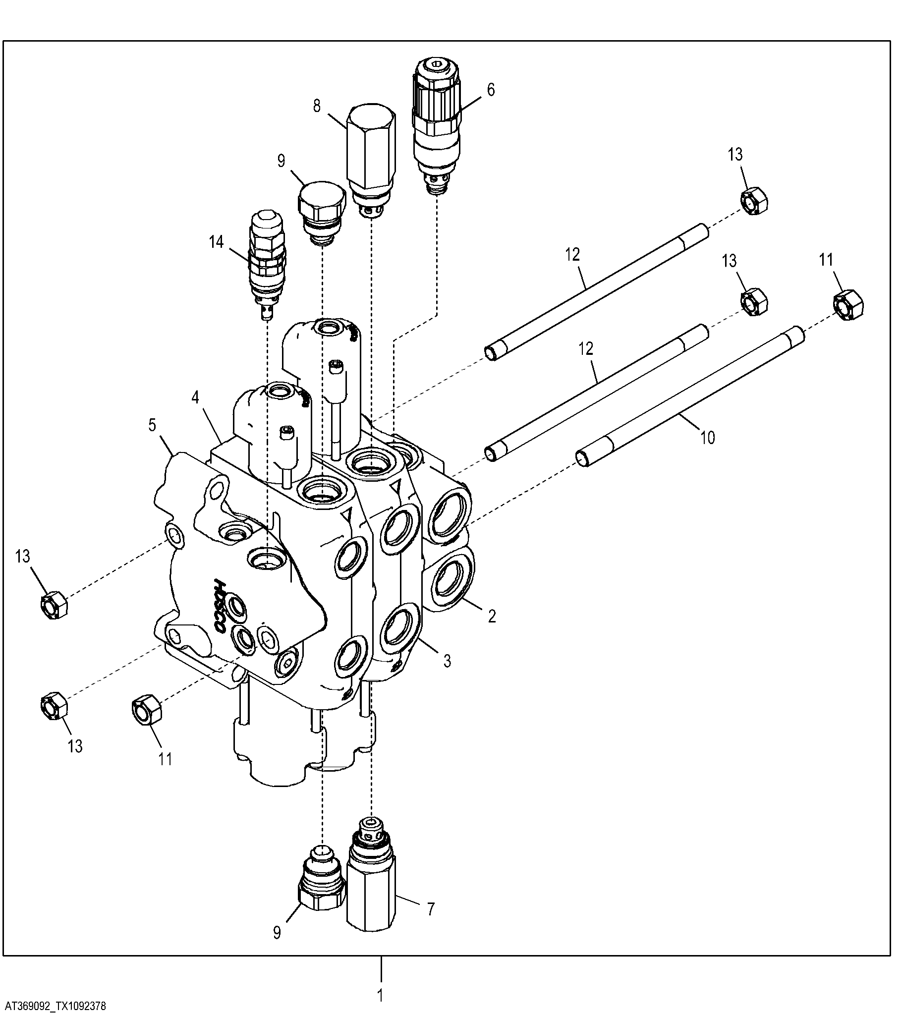 Hydraulic Control Valve Components (Outside Dozer) (2 Spool)